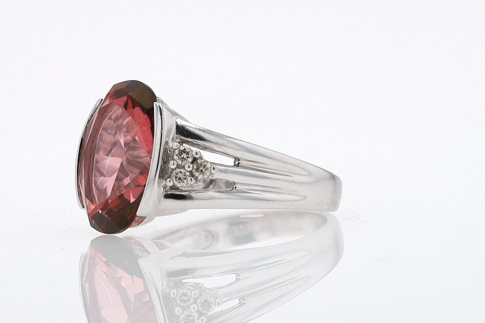 Retro 6.05 Carat Padparascha Peach Tourmaline Oval Engagement Ring