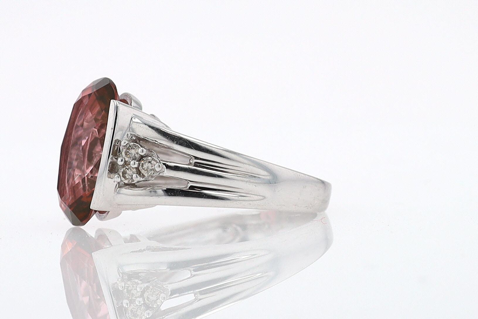 Retro 6.05 Carat Padparascha Peach Tourmaline Oval Engagement Ring