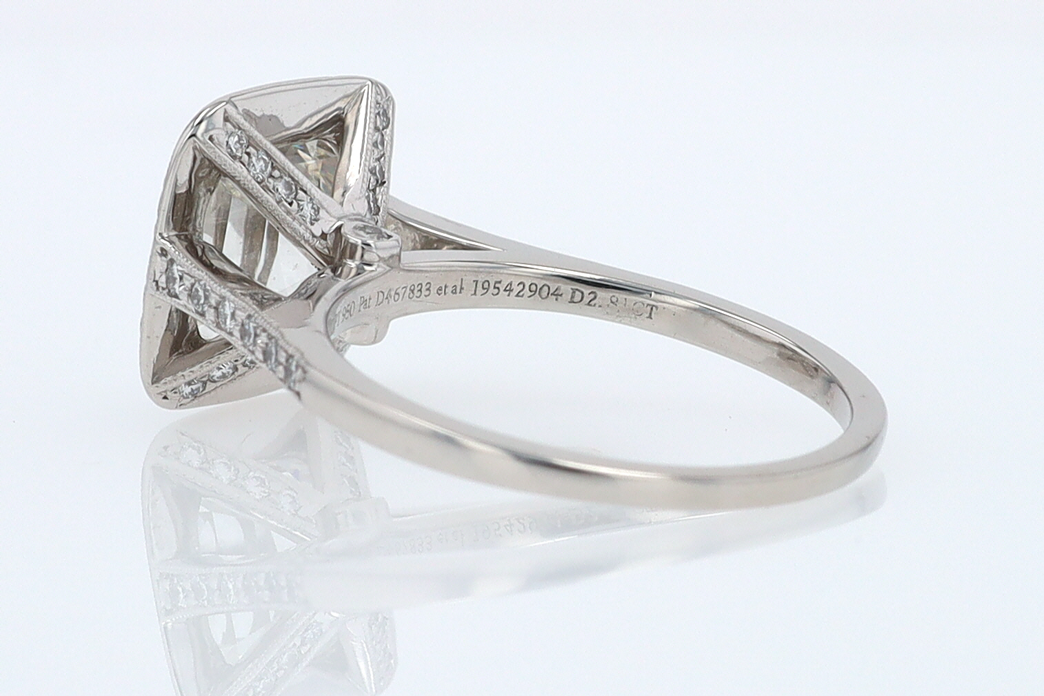 SOLD Tiffany & Co. 2.81 Carat Cushion Diamond Engagement Ring
