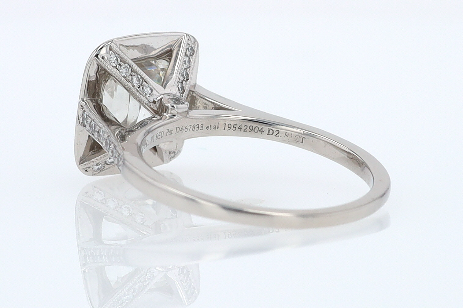 SOLD Tiffany & Co. 2.81 Carat Cushion Diamond Engagement Ring