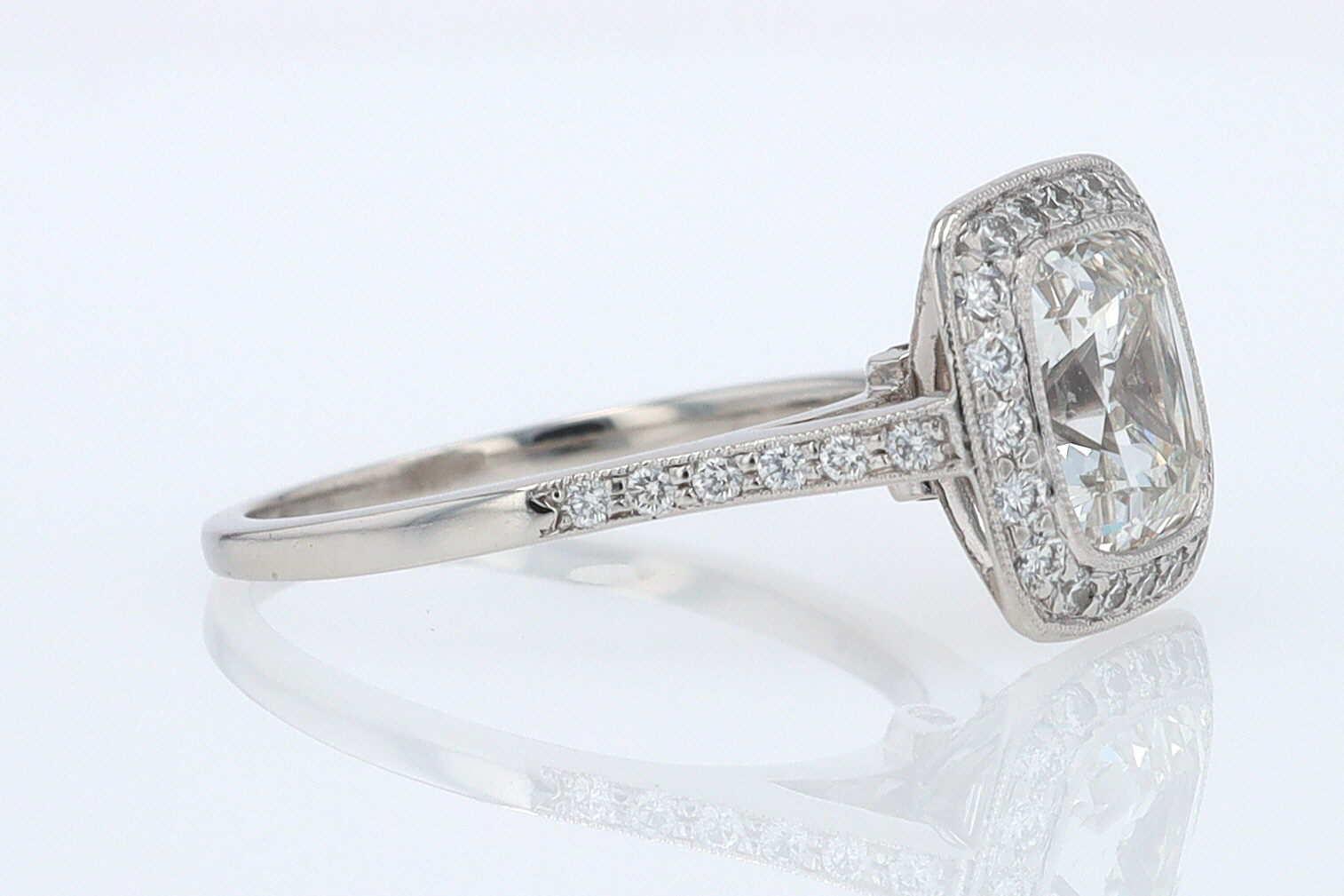 SOLD Tiffany & Co. 2.81 Carat Cushion Diamond Engagement Ring
