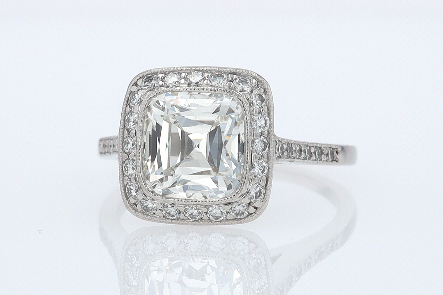 SOLD Tiffany & Co. 2.81 Carat Cushion Diamond Engagement Ring