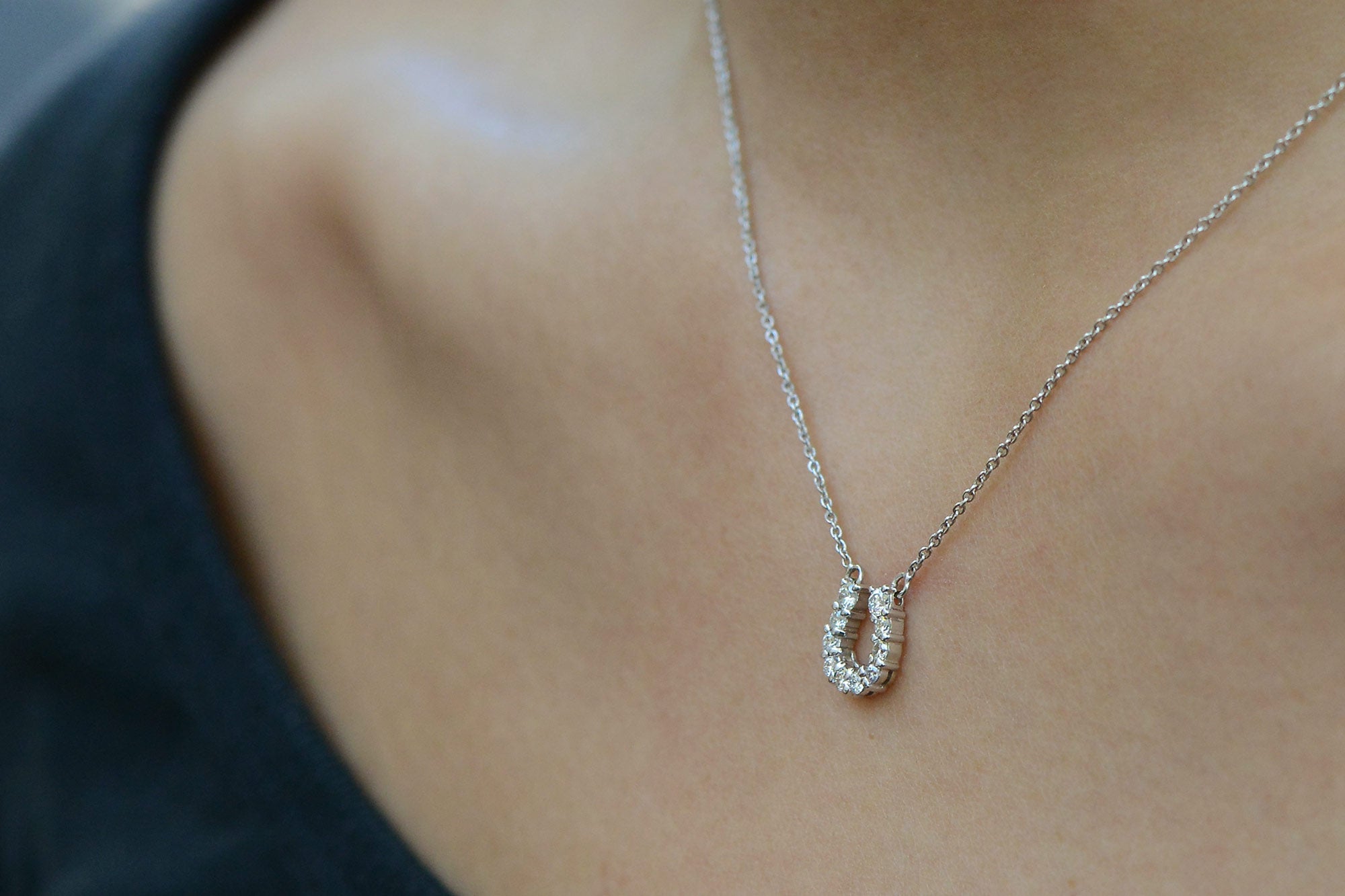 SOLD White Gold Equestrian Diamond Horseshoe Necklace