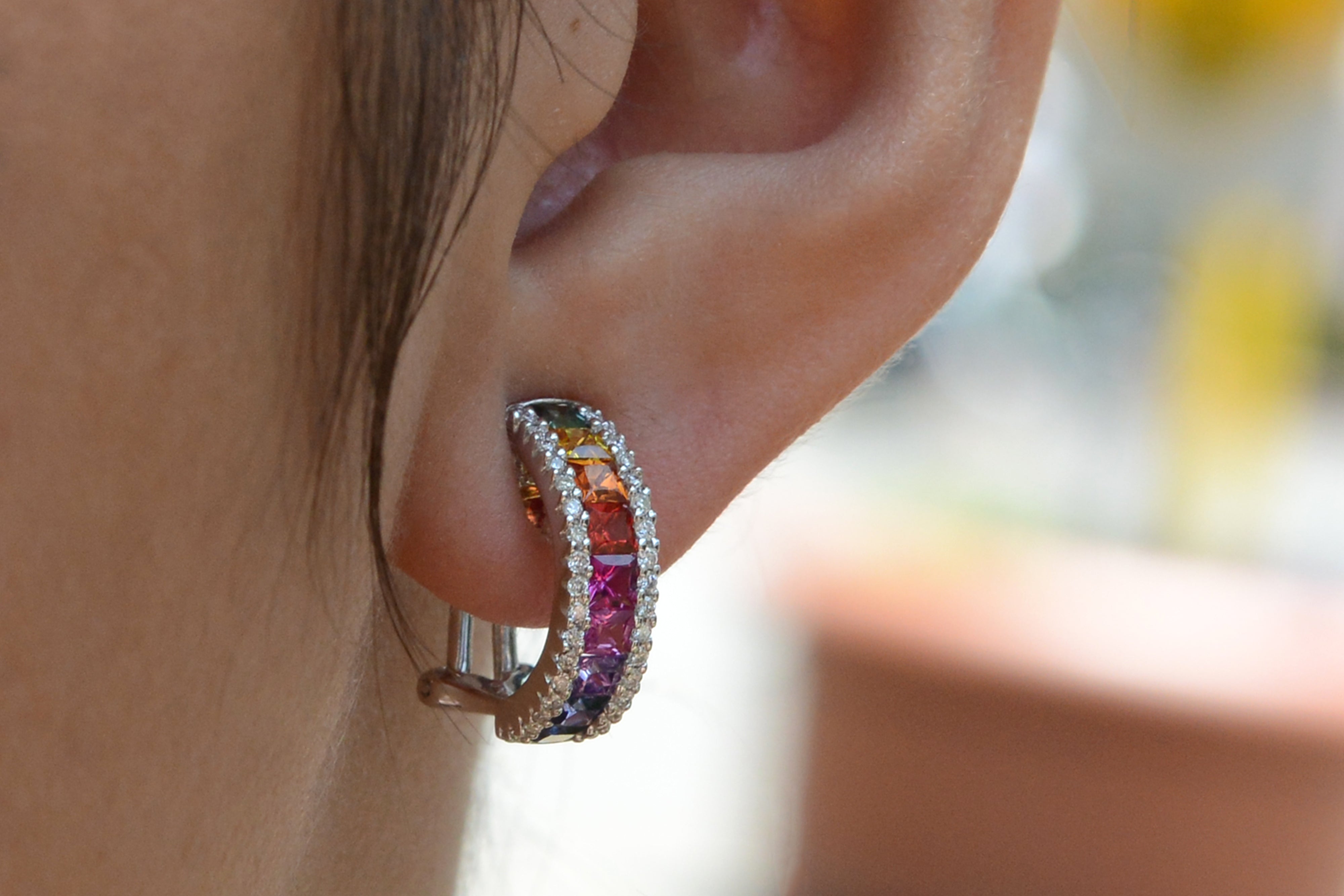 Sparkling Rainbow Sapphire Multi Color Earrings