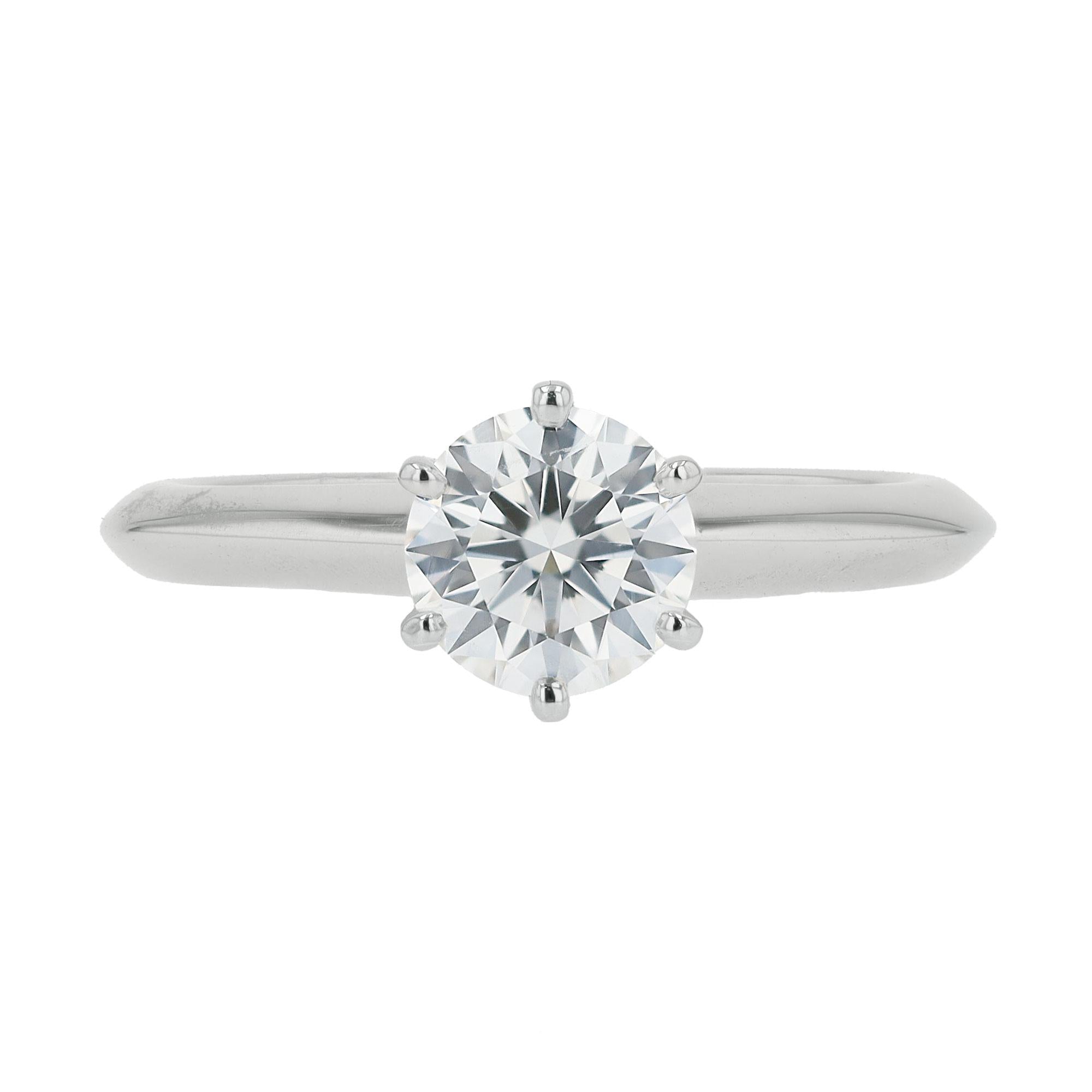 Tiffany & Co 3/4 Carat Round Diamond Platinum Solitaire Engagement Ring