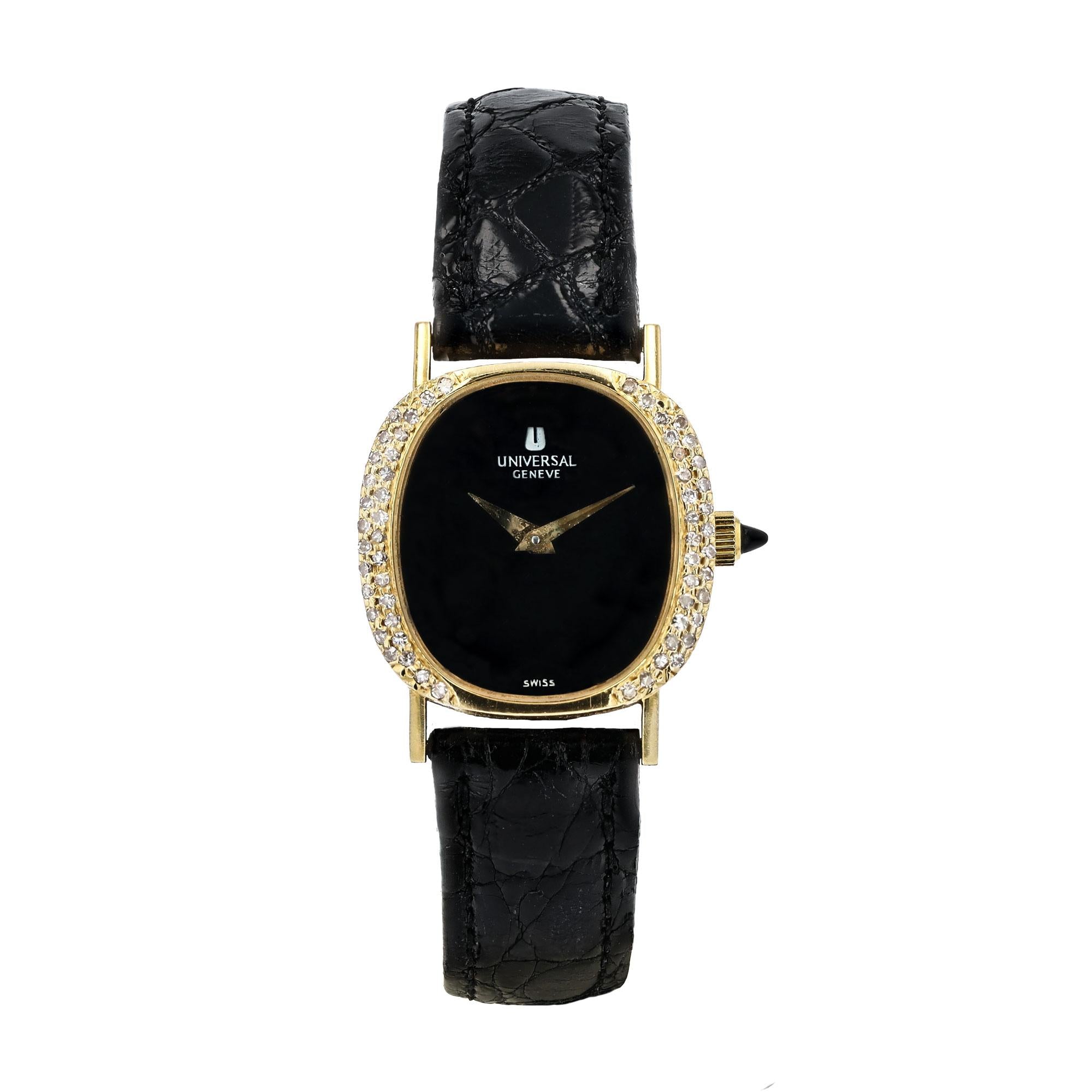 Universal Geneve Swiss Mechanical 18k Gold & Diamond Watch