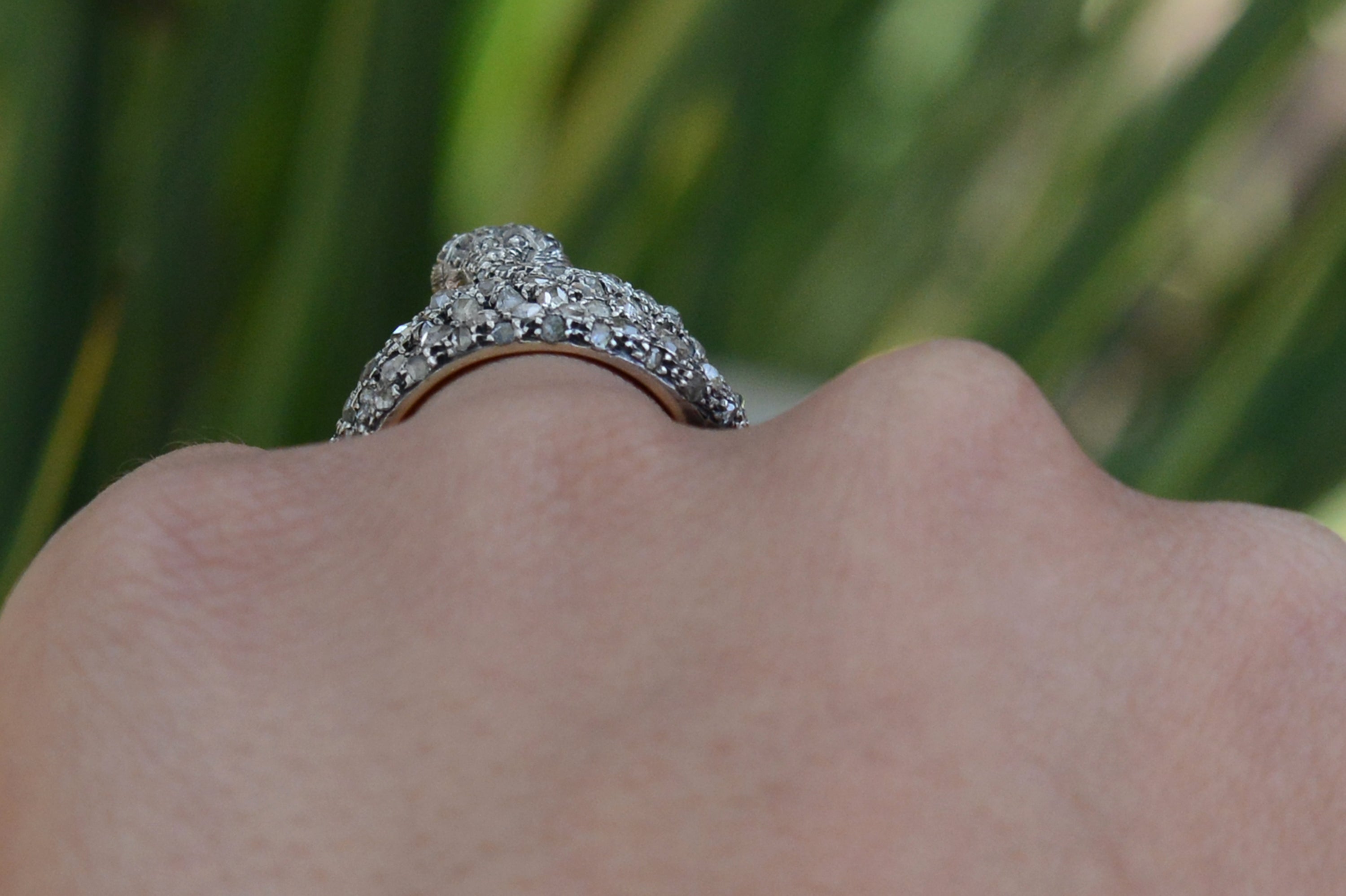 Victorian Antique Rose Cut Diamond Serpent Snake Ring