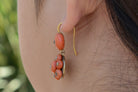 Victorian Coral and Rose Cut Diamond Drop Earrings