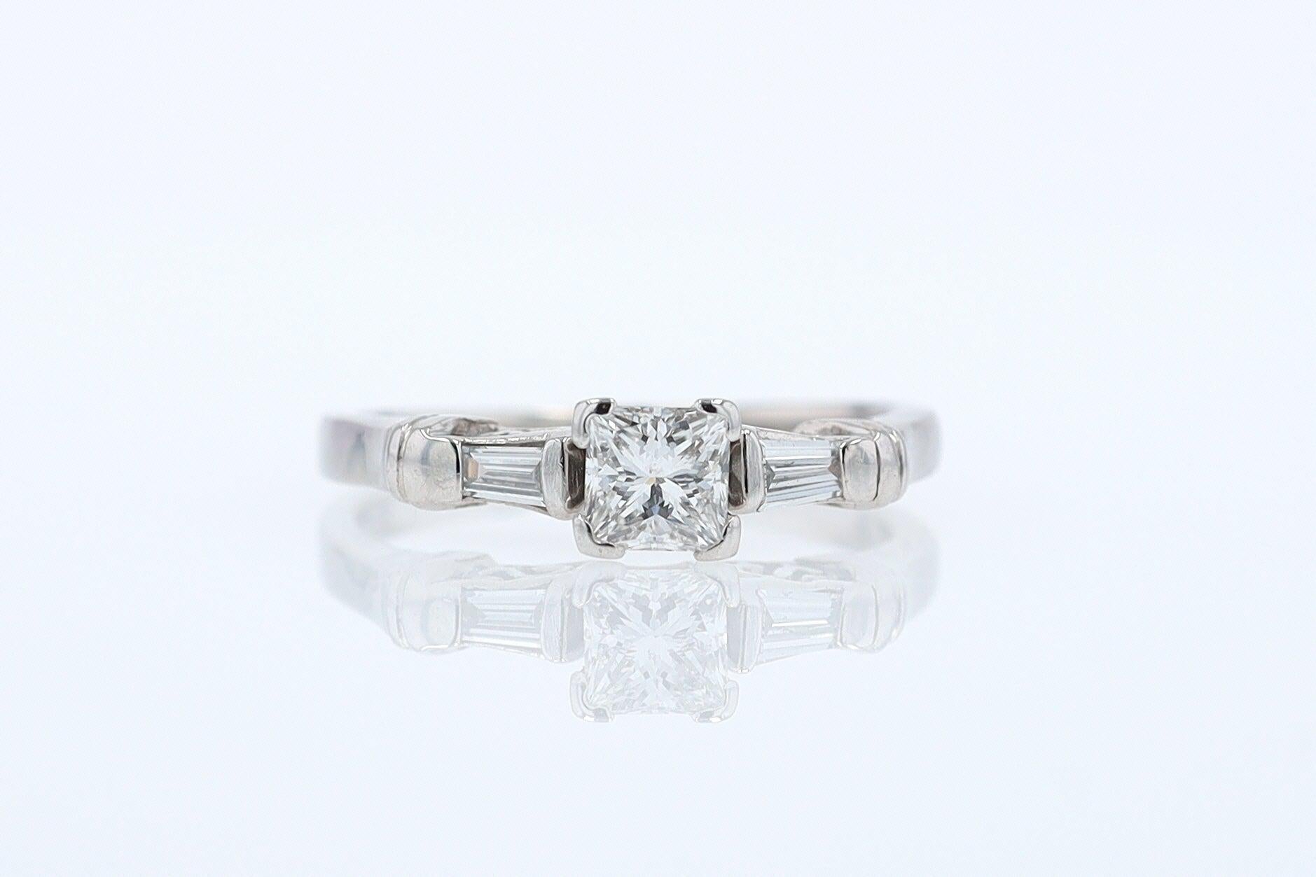 Vintage 1/2 Carat Petite Princess Cut Diamond Engagement Ring