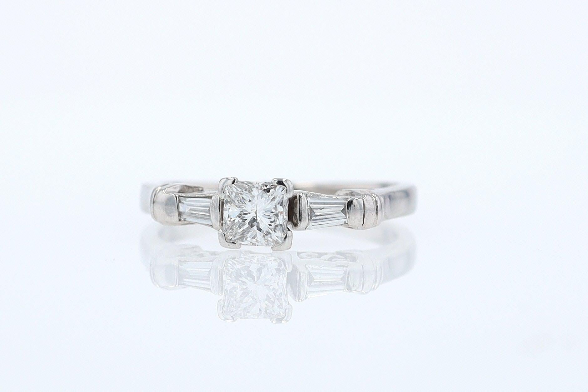 Vintage 1/2 Carat Petite Princess Cut Diamond Engagement Ring