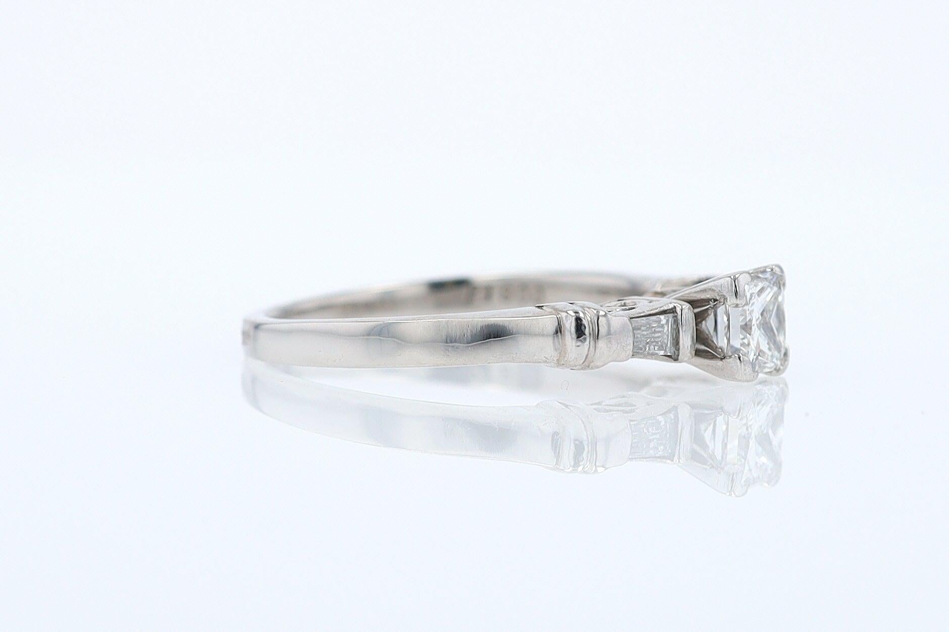 Vintage 1/2 Carat Petite Princess Cut Diamond Engagement Ring