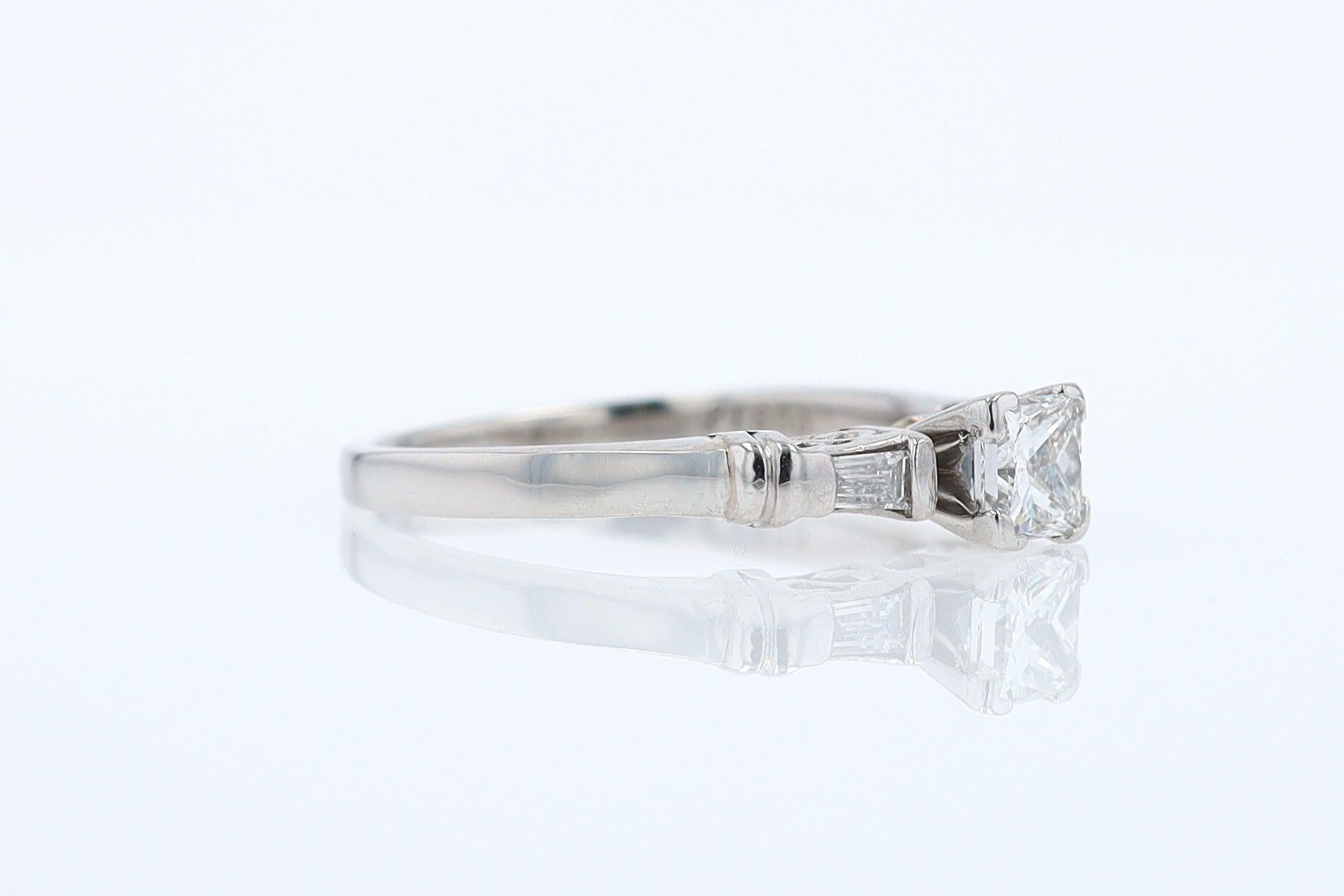 Vintage 1/2 Carat Petite Princess Cut Diamond Engagement Ring