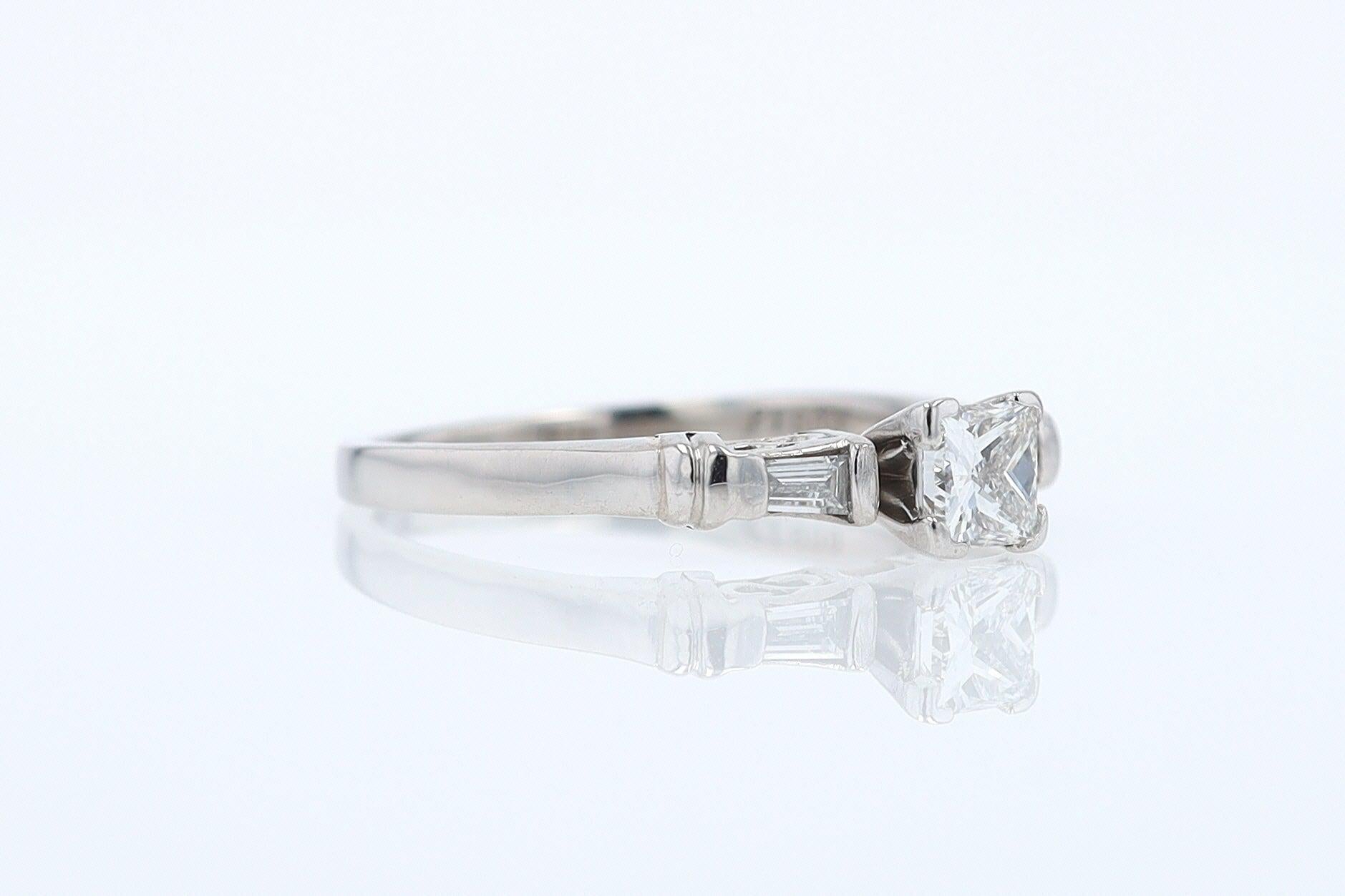 Vintage 1/2 Carat Petite Princess Cut Diamond Engagement Ring