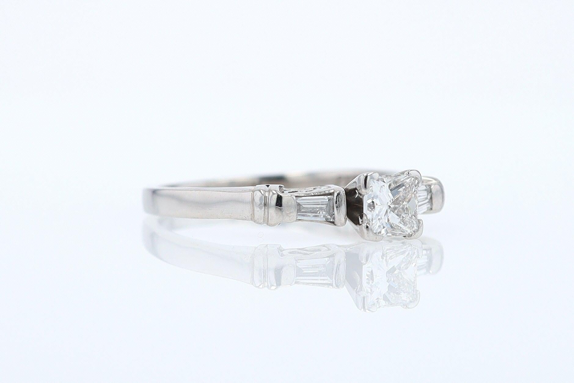 Vintage 1/2 Carat Petite Princess Cut Diamond Engagement Ring