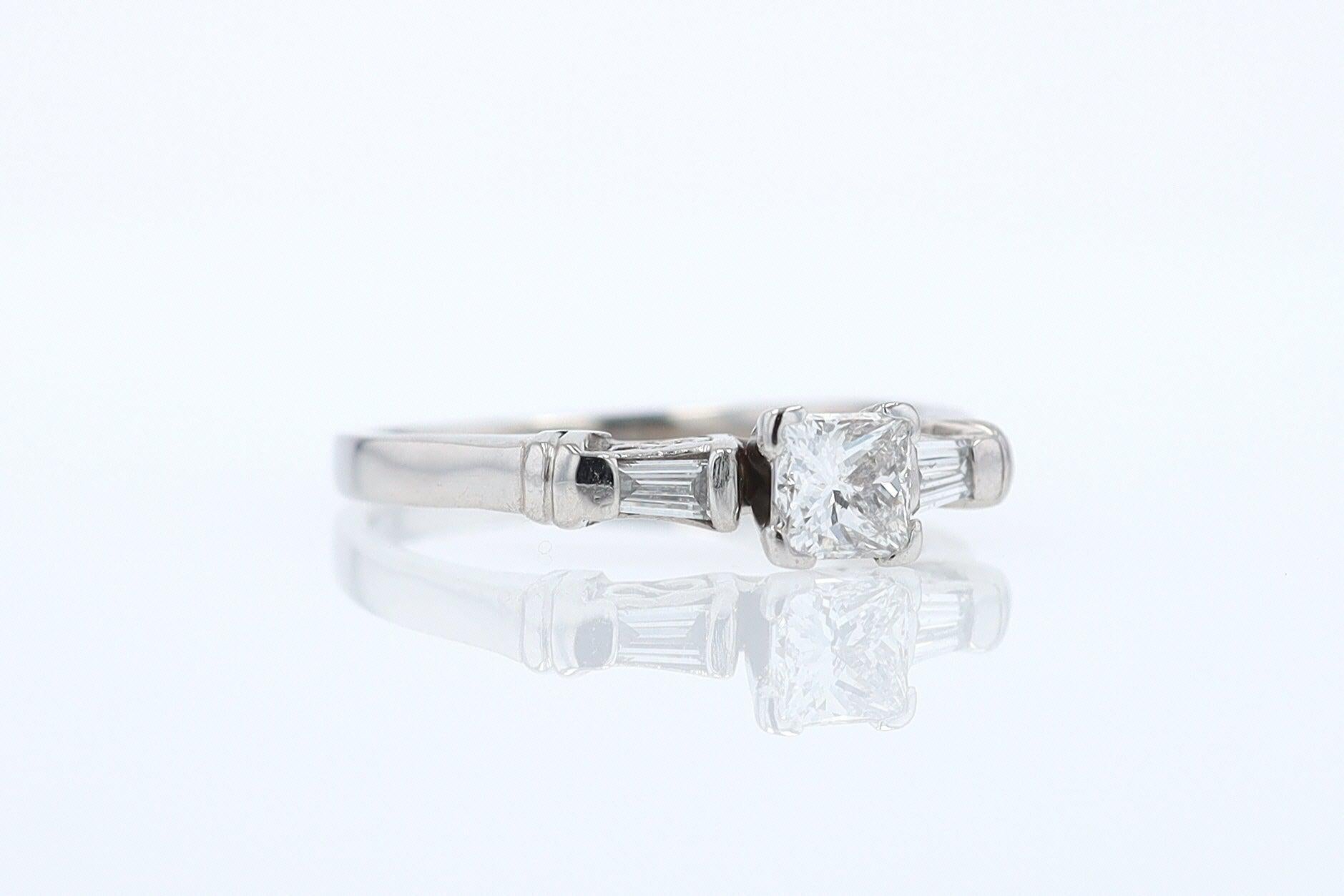 Vintage 1/2 Carat Petite Princess Cut Diamond Engagement Ring