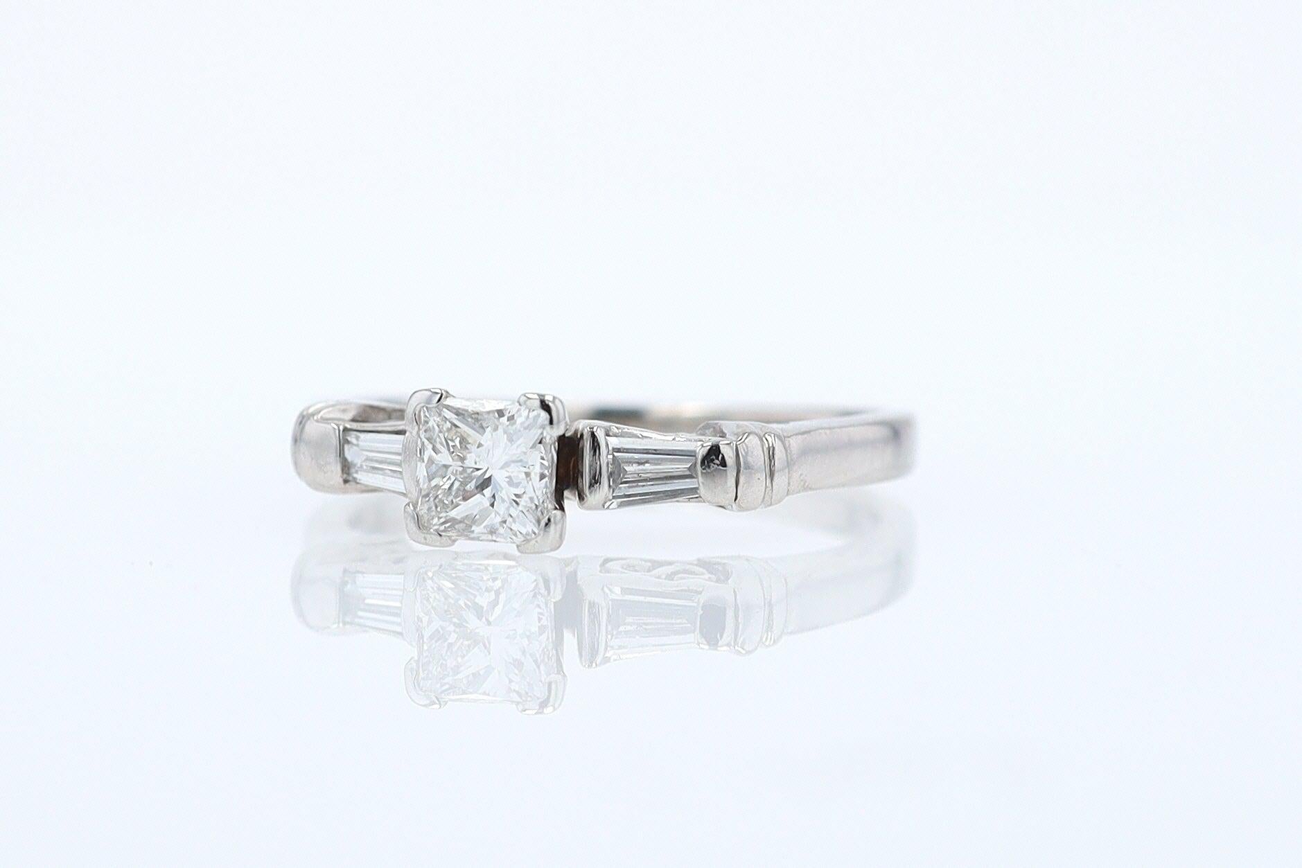 Vintage 1/2 Carat Petite Princess Cut Diamond Engagement Ring