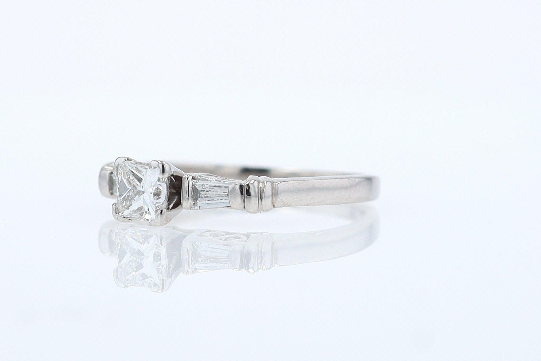 Vintage 1/2 Carat Petite Princess Cut Diamond Engagement Ring