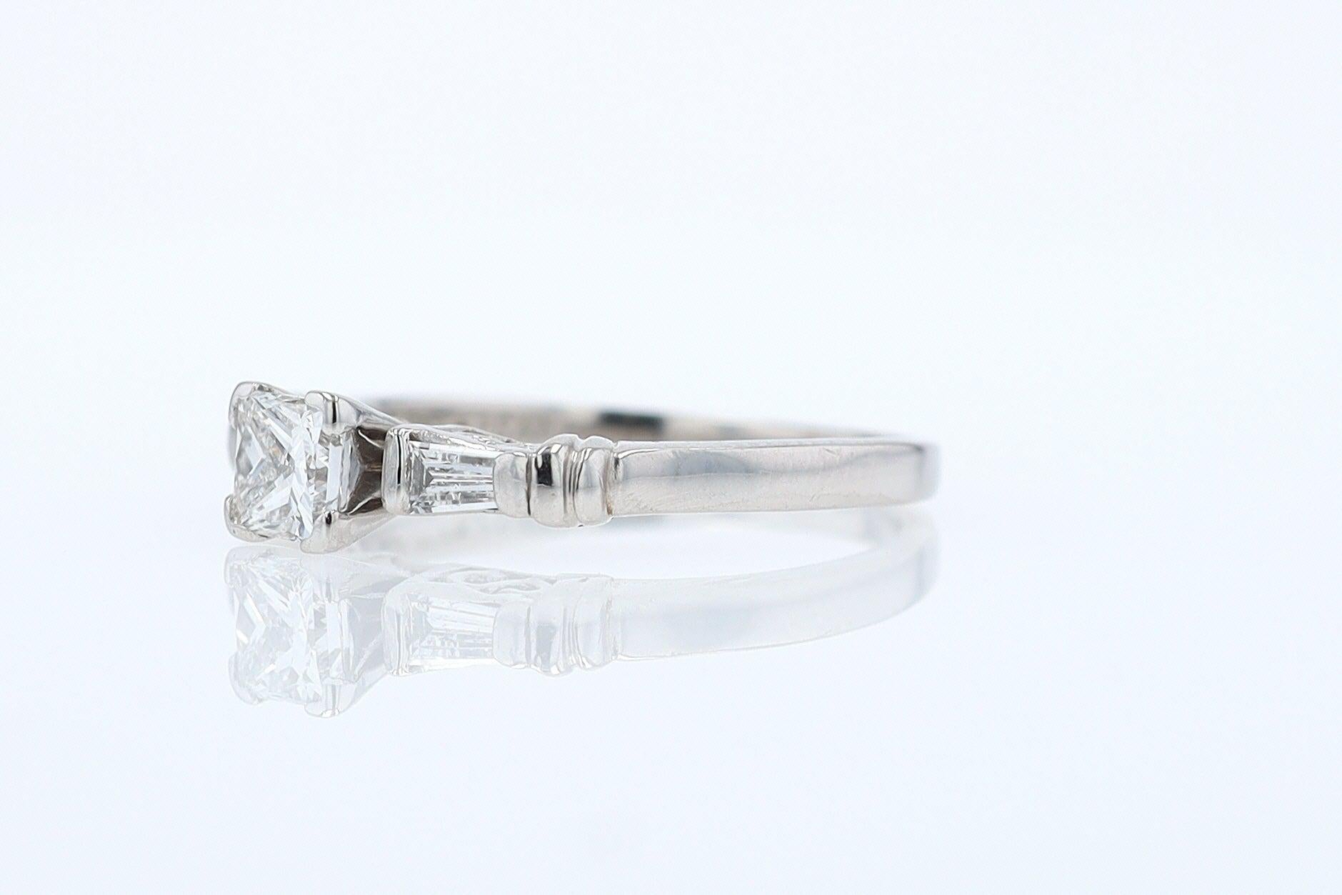 Vintage 1/2 Carat Petite Princess Cut Diamond Engagement Ring