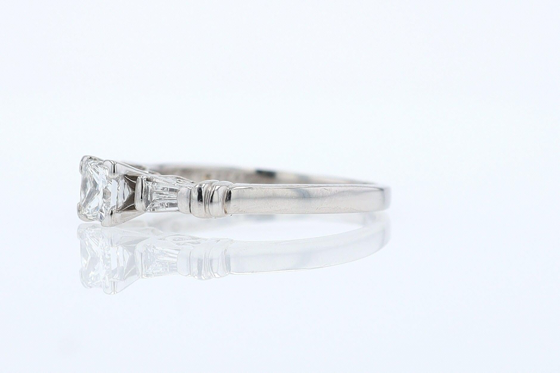 Vintage 1/2 Carat Petite Princess Cut Diamond Engagement Ring