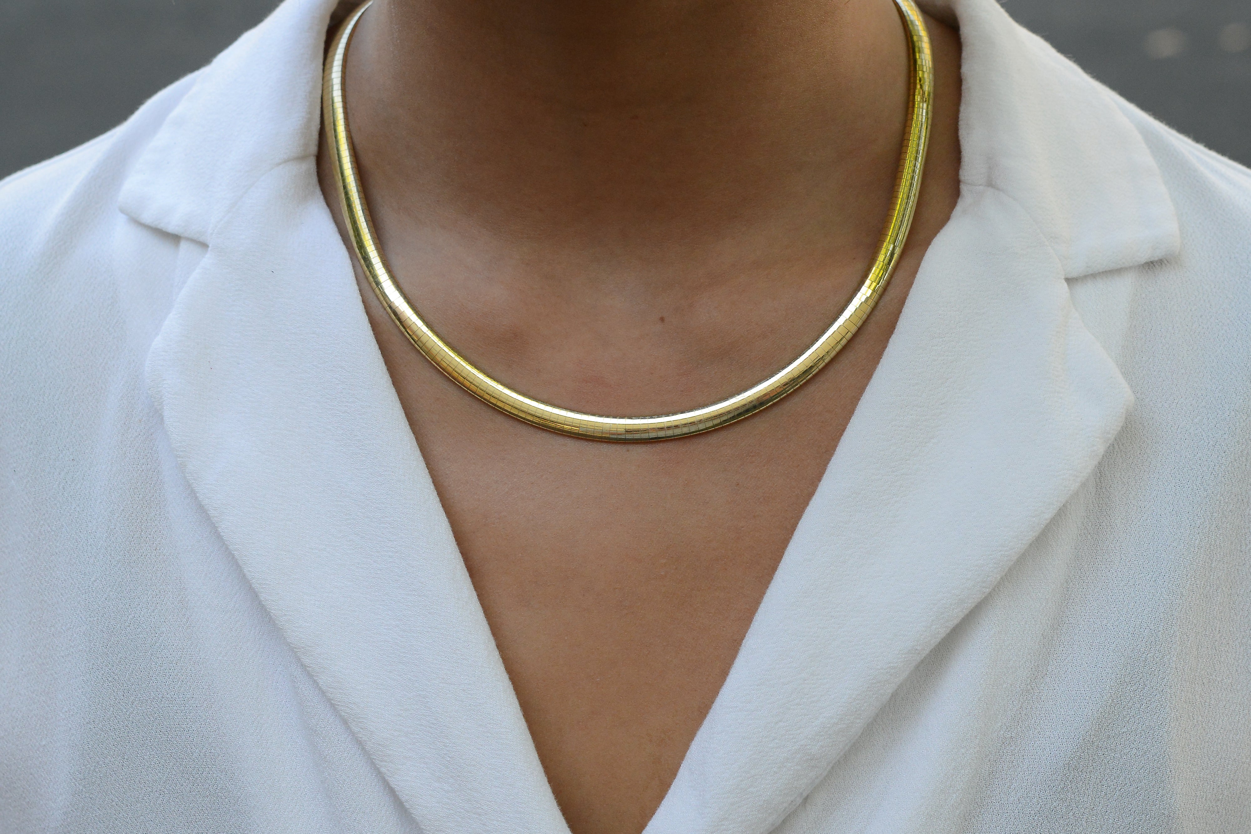 Vintage 14 Karat Yellow Gold Wide Omega Necklace