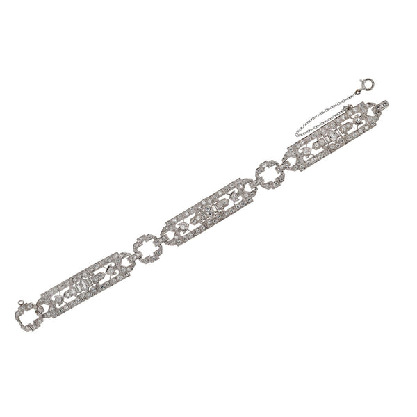 Vintage 1920s 4 Carats Antique Diamond Platinum Art Deco Bracelet