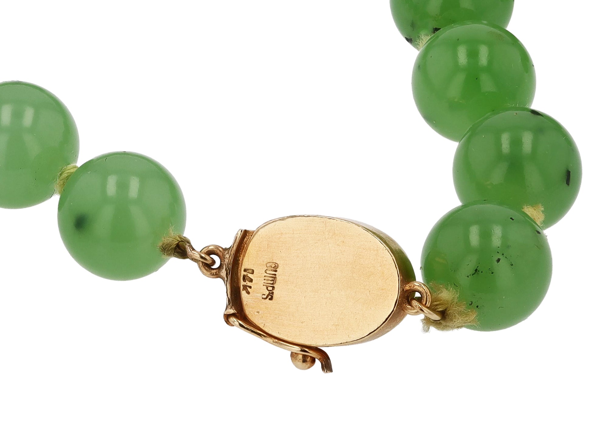 Vintage 1960s Gump's Untreated Siberian Jade Bead Necklace