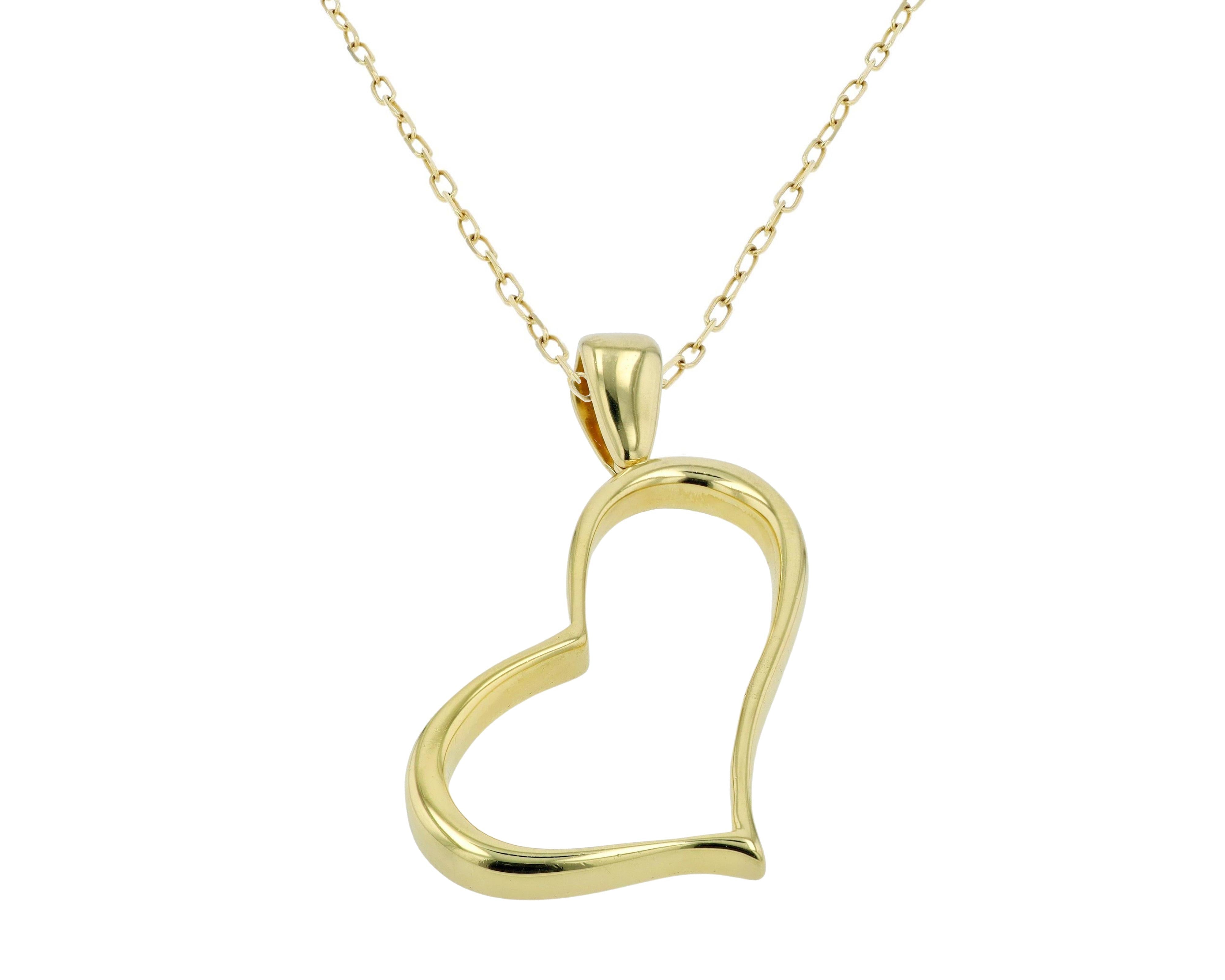 Vintage 1980s 18k Yellow Gold Giant Abstract Heart Pendant