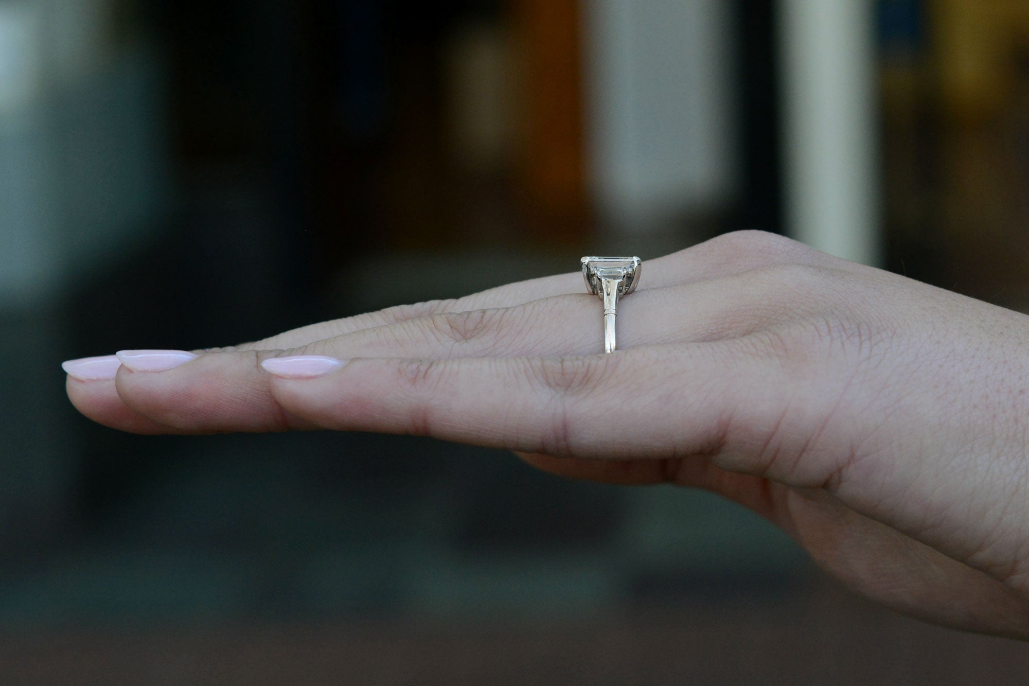 Vintage 2 Carat Emerald Cut Diamond Engagement Ring