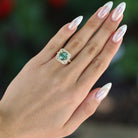 Vintage 3 Carat Green Tourmaline and Diamond 18k Gold Cocktail Engagement Ring