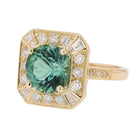 Vintage 3 Carat Green Tourmaline and Diamond 18k Gold Cocktail Engagement Ring