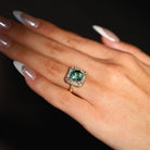 Vintage 3 Carat Green Tourmaline and Diamond 18k Gold Cocktail Engagement Ring