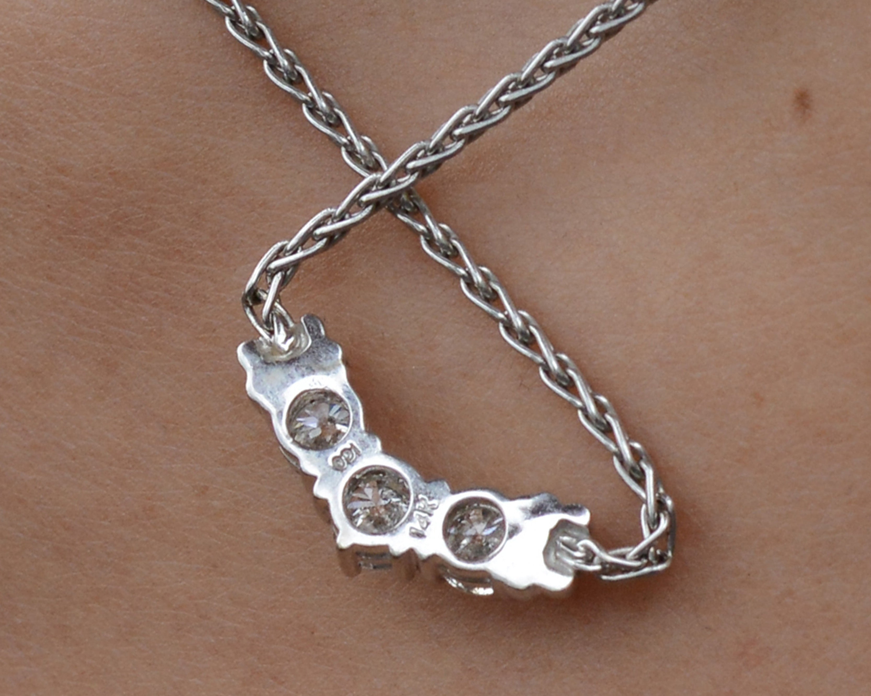 Vintage 3 Stone Diamond Trinity Necklace