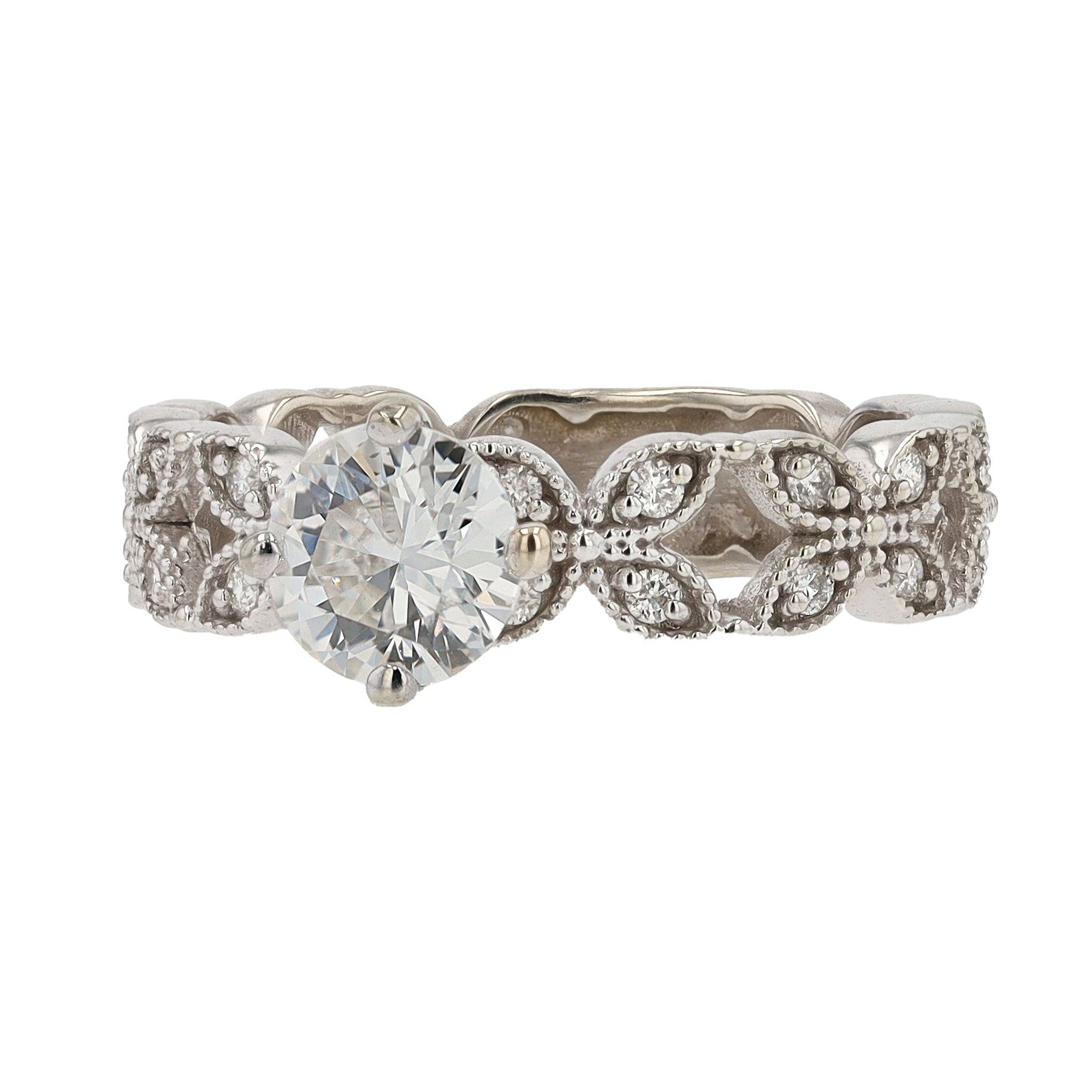Vintage EGL Certified G SI1 0.63ct Round Diamond Trellis Engagement Ring