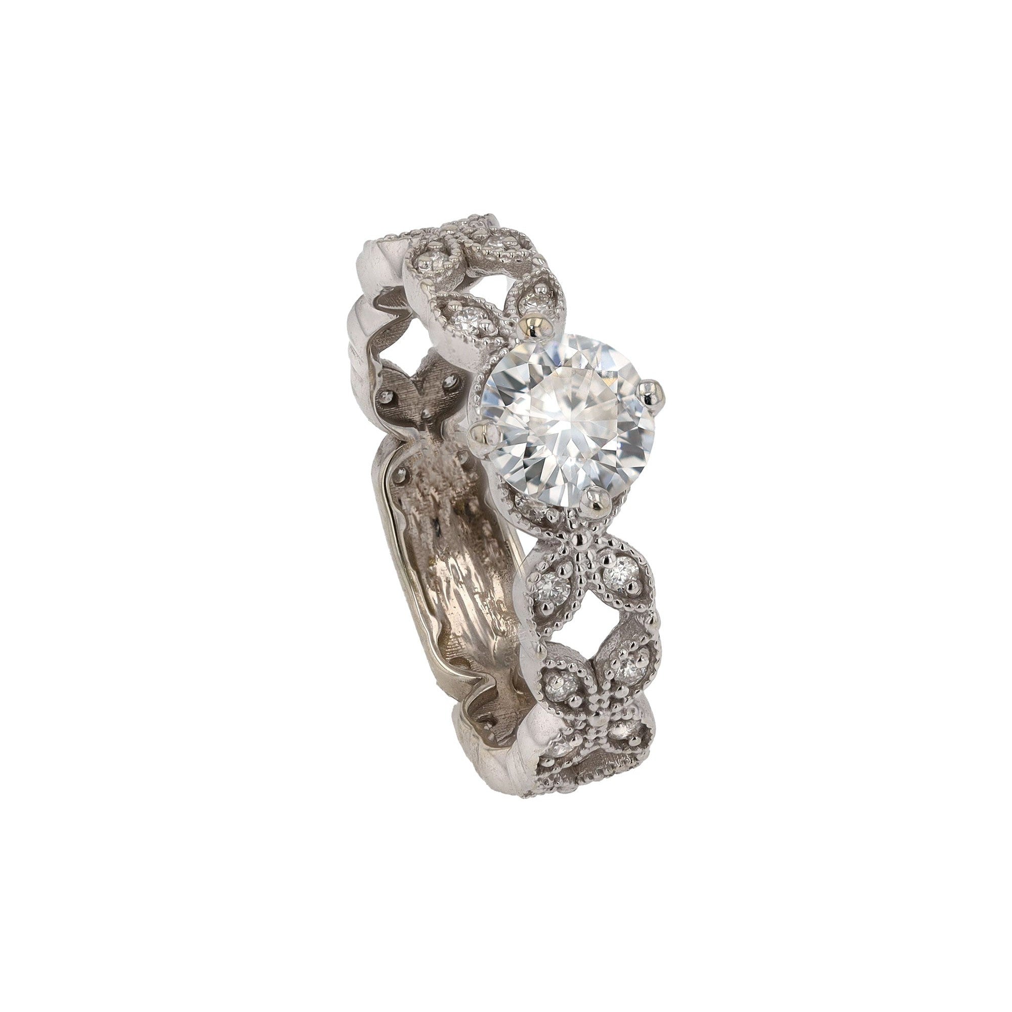 Vintage EGL Certified G SI1 0.63ct Round Diamond Trellis Engagement Ring