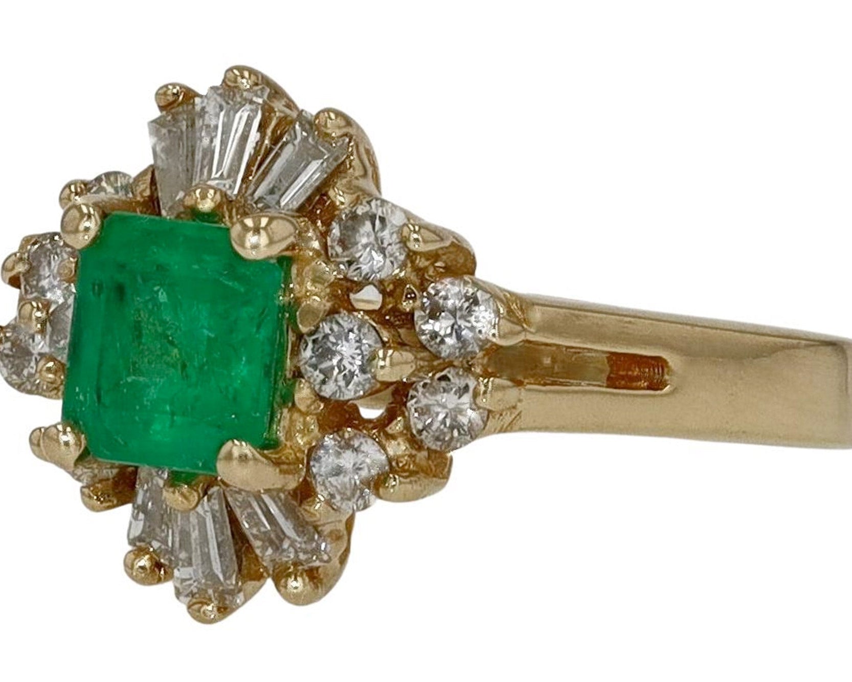 Vintage Emerald Diamond Petite Cocktail Ring
