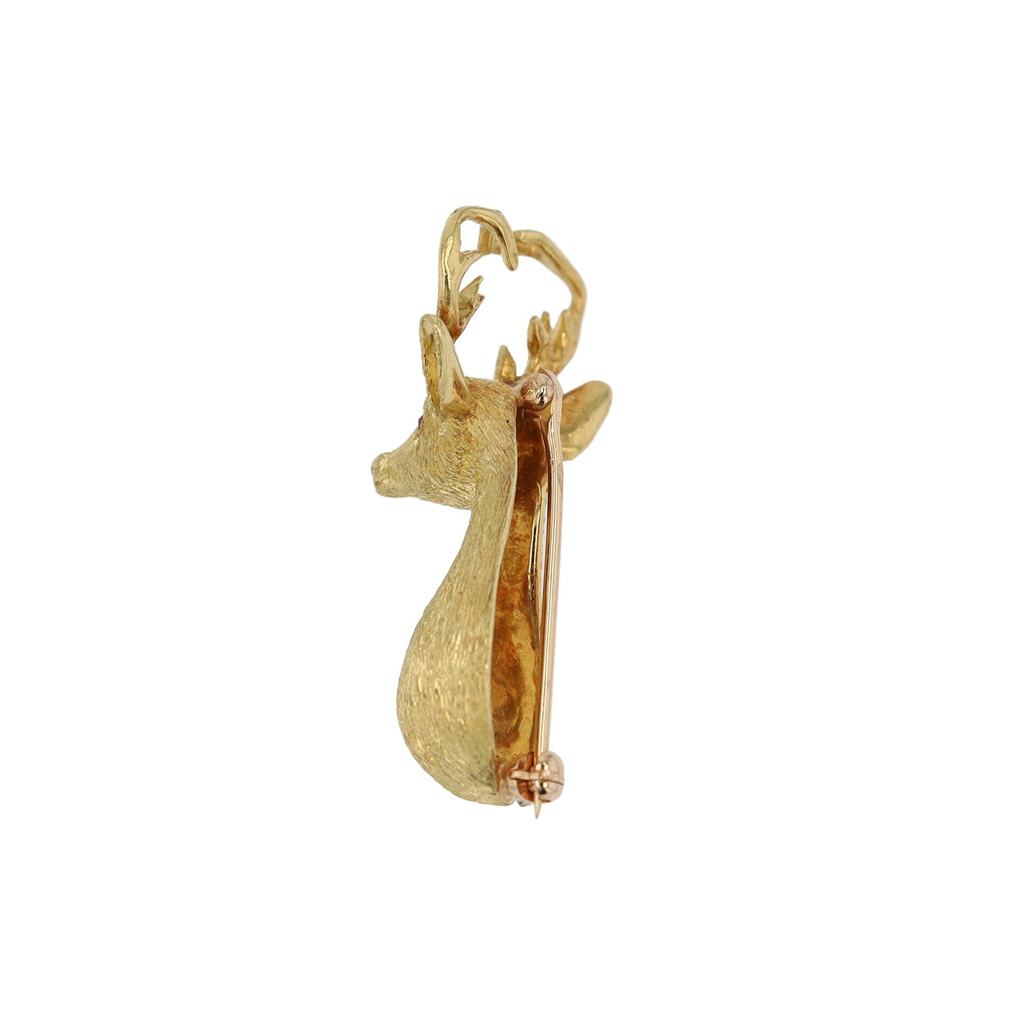 Vintage Estate 18K Yellow Gold Deer Brooch Pin