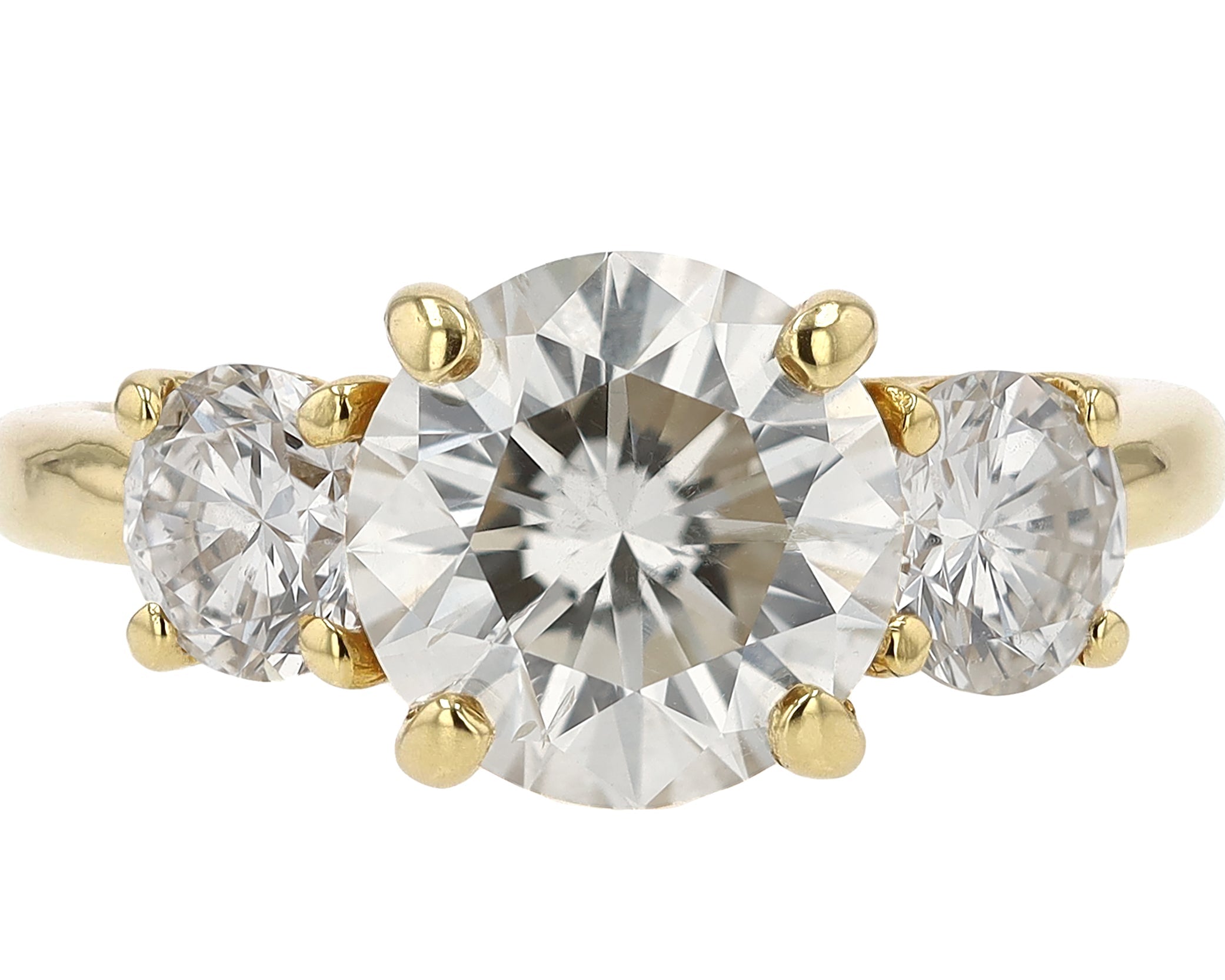 Vintage Estate 3.30 Carat Diamond Trilogy Engagement Ring