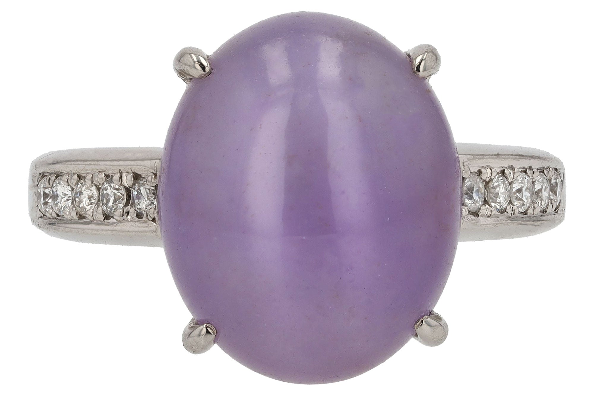 Vintage Estate 8.14 Carat Lavender Jade and Diamond Estate Ring