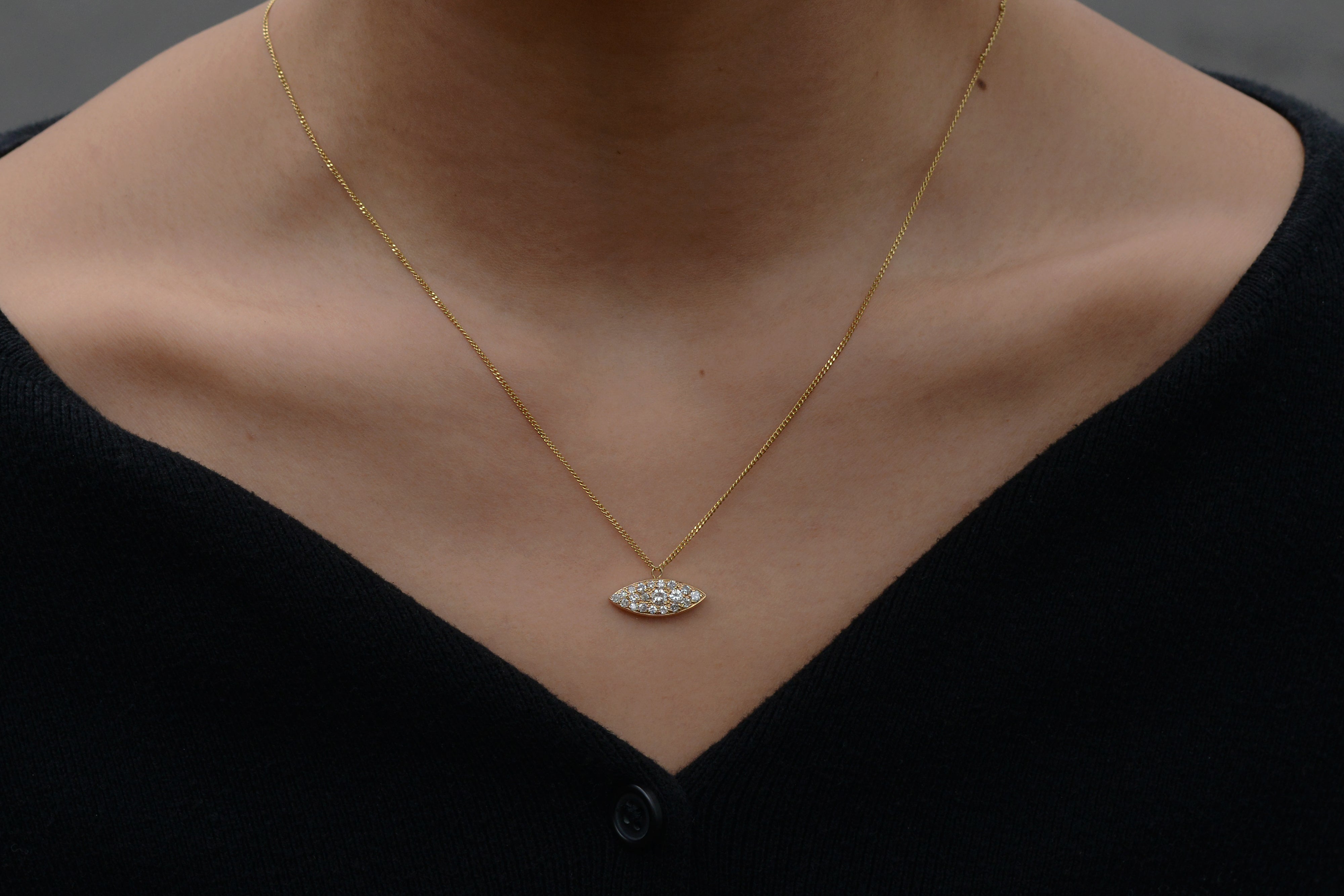 Vintage Evil Eye Pavé Diamond Necklace