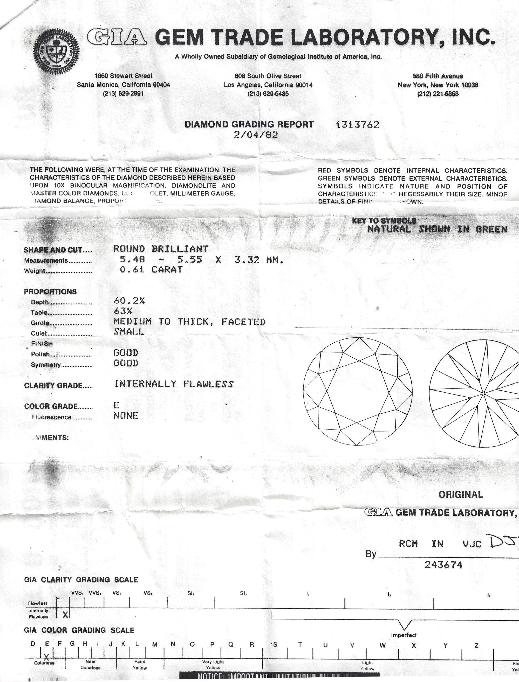 Vintage GIA Certified Near Flawless Diamond Trilogy Necklace