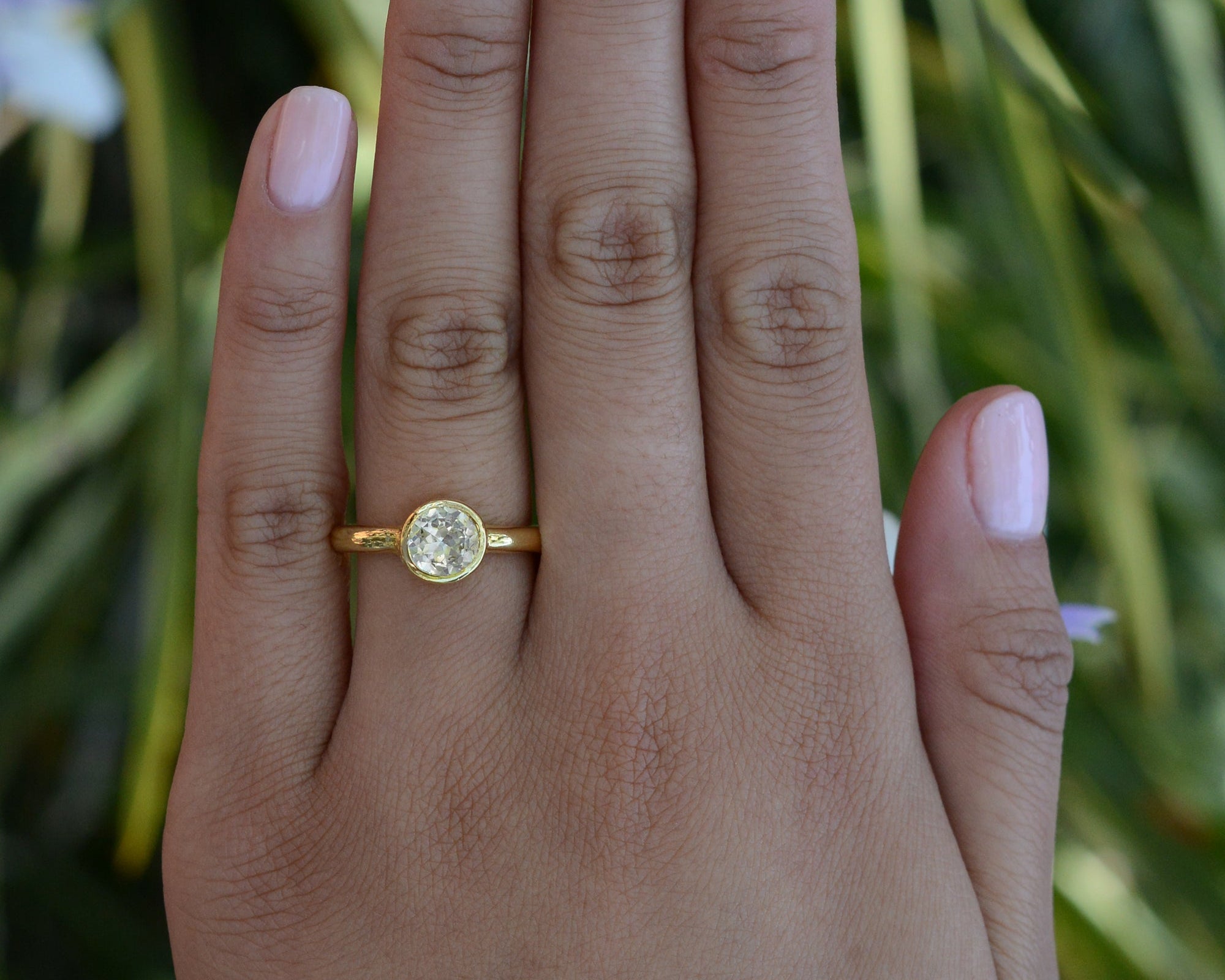 Vintage High Karat Gold White Sapphire Engagement Ring