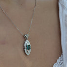 Vintage Indicolite Tourmaline Diamond Pendant Necklace