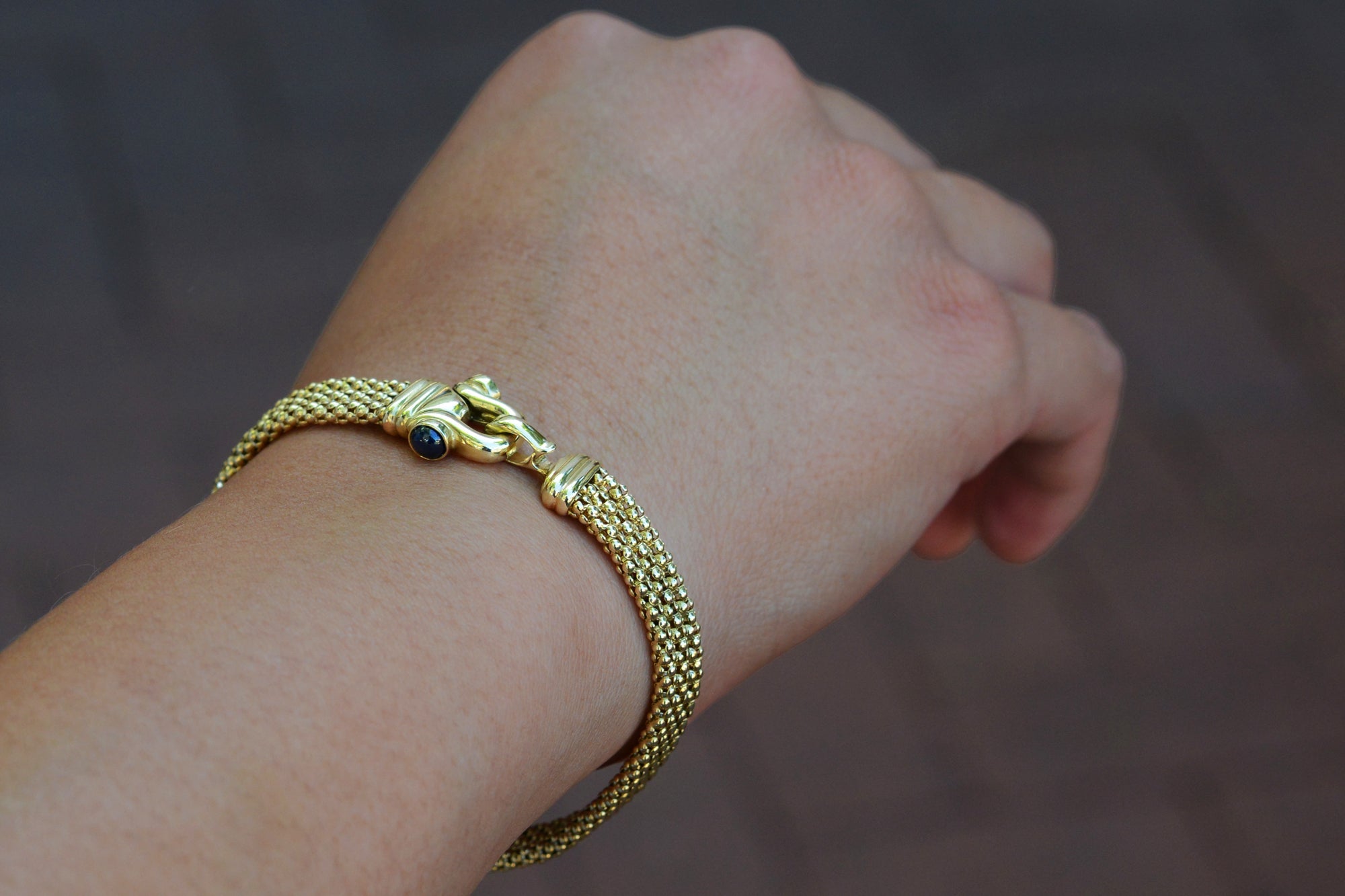 Vintage Italian 14k Yellow Gold & Sapphire Bracelet