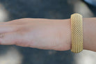 Vintage Italian Gold Wide Woven Curved Link Bracelet
