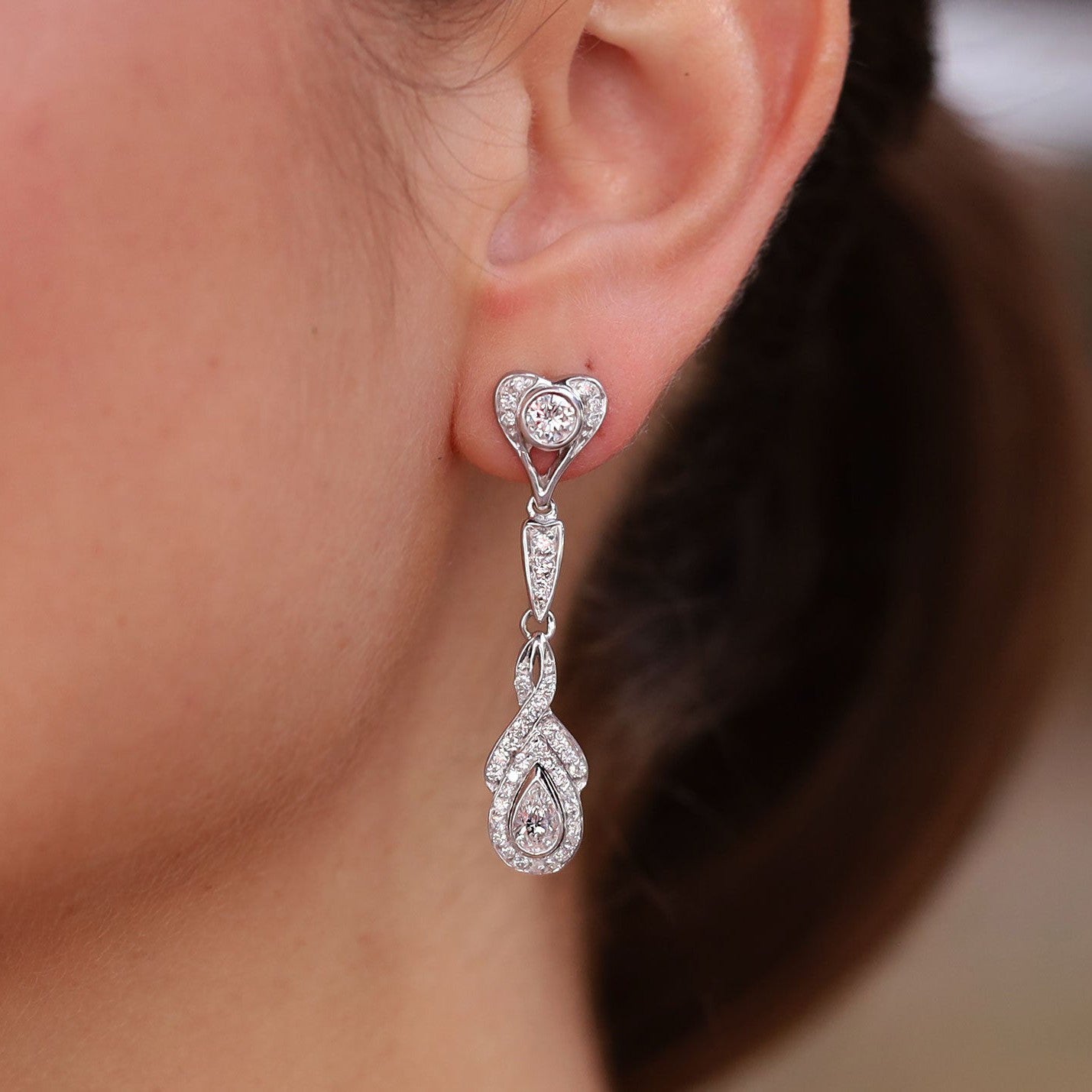 2.66ctw Pear Cut Diamond Dangle Earrings