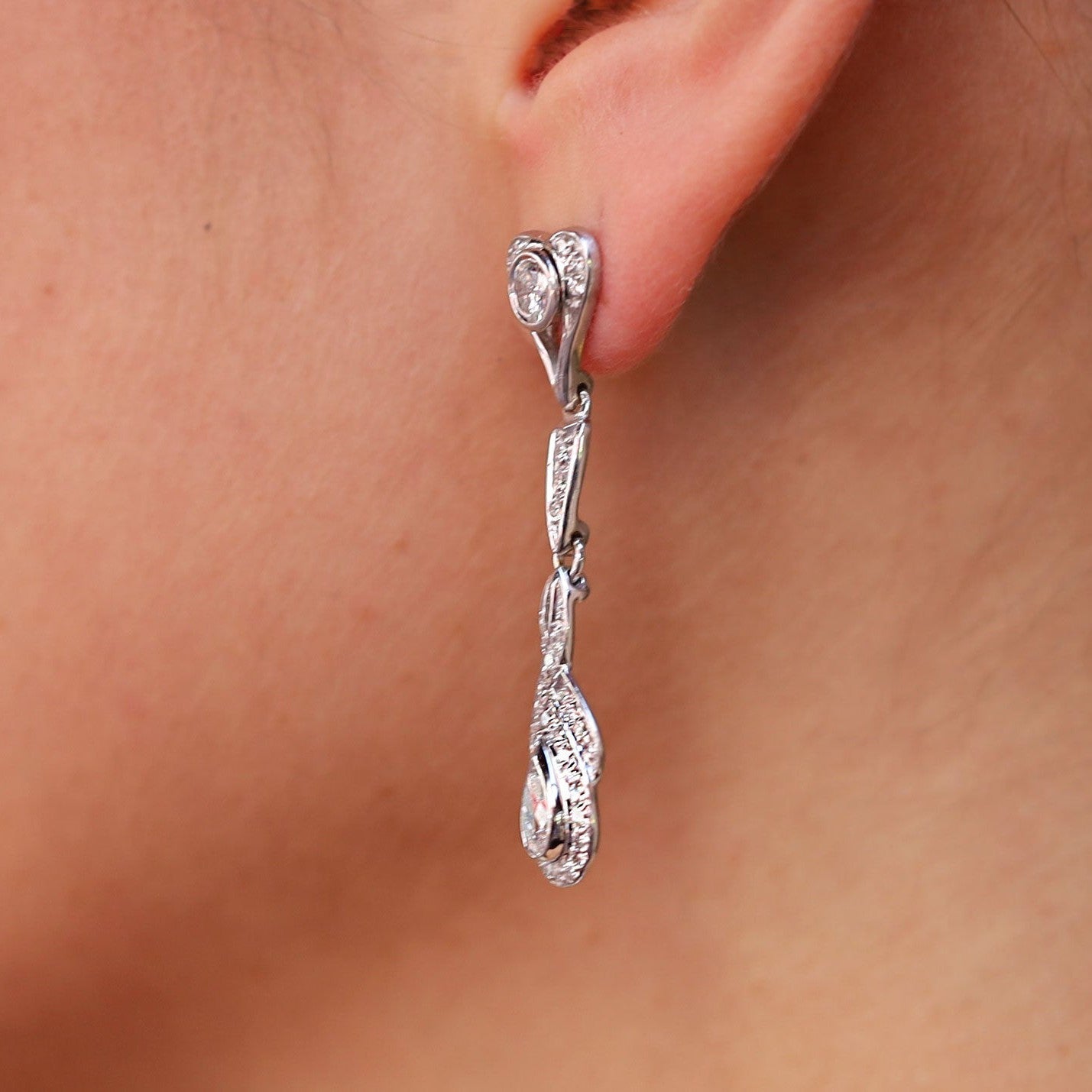 2.66ctw Pear Cut Diamond Dangle Earrings