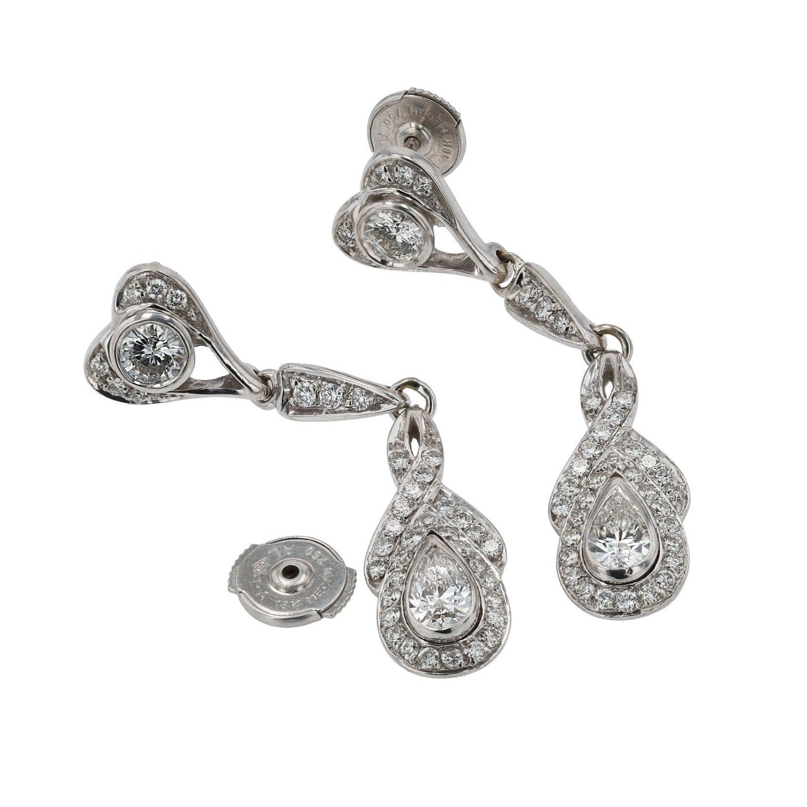 2.66ctw Pear Cut Diamond Dangle Earrings