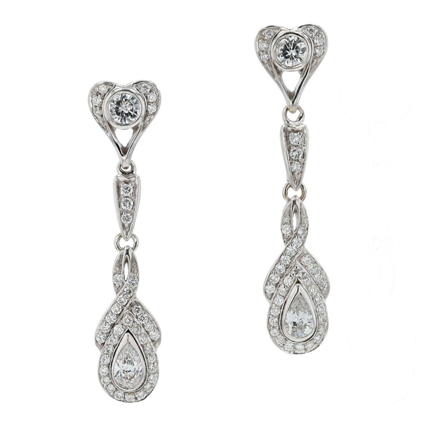 2.66ctw Pear Cut Diamond Dangle Earrings