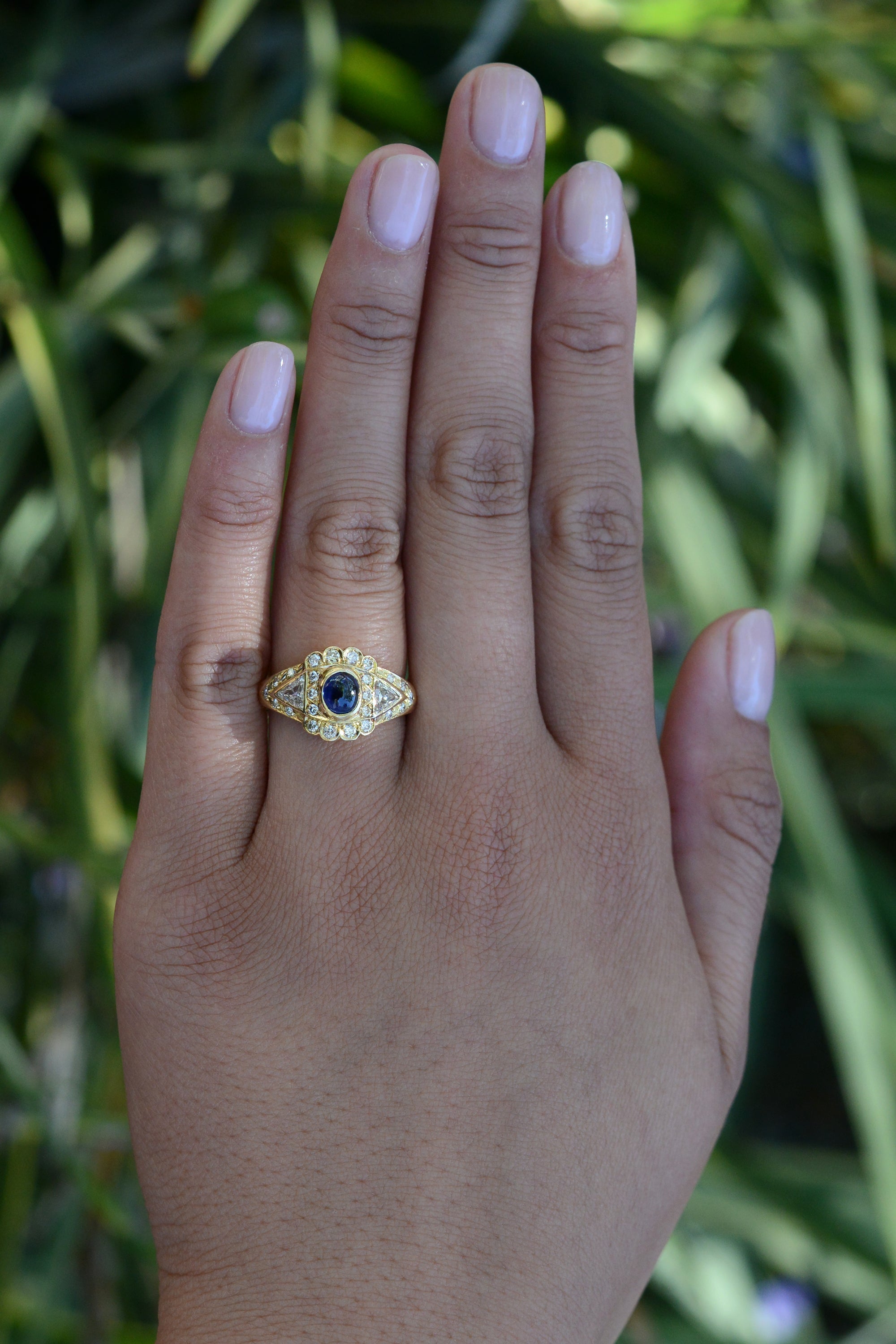 Vintage Portuguese Sapphire Diamond Engagement Ring
