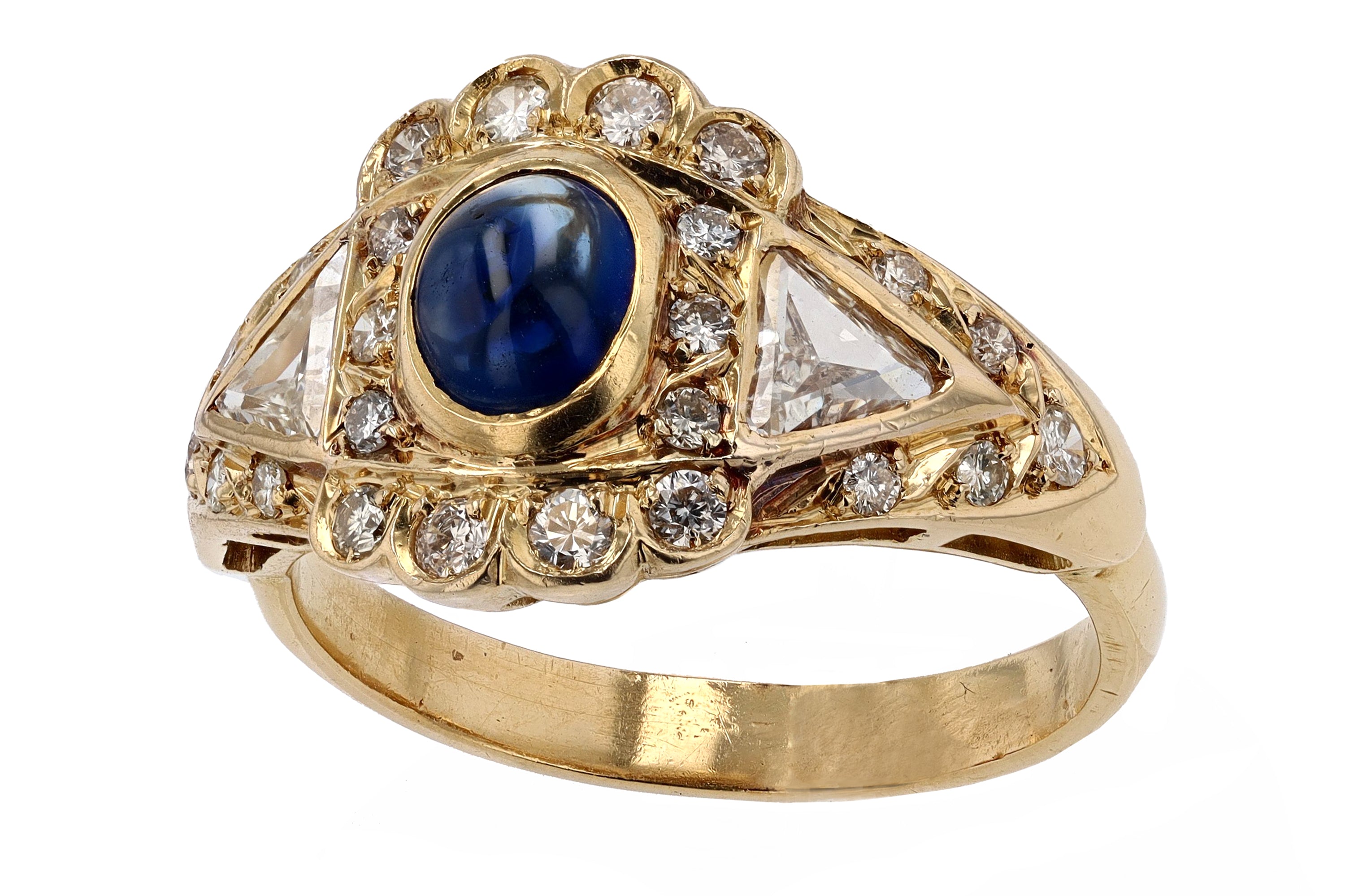 Vintage Portuguese Sapphire Diamond Engagement Ring